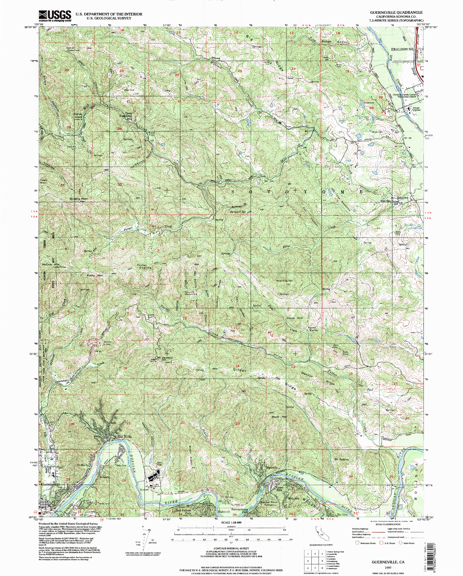 USGS 1:24000-SCALE QUADRANGLE FOR GUERNEVILLE, CA 1997