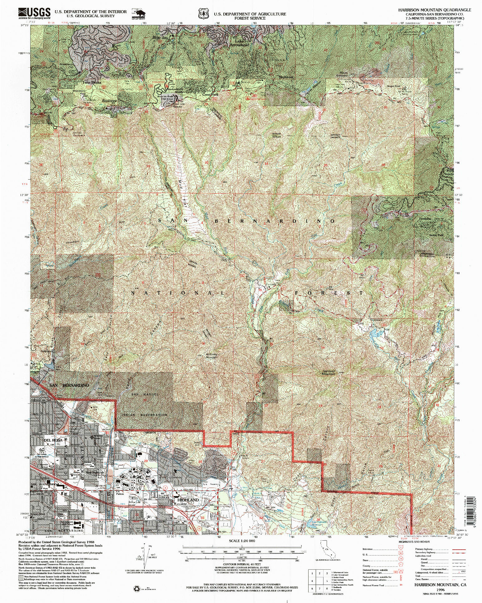 USGS 1:24000-SCALE QUADRANGLE FOR HARRISON MOUNTAIN, CA 1996