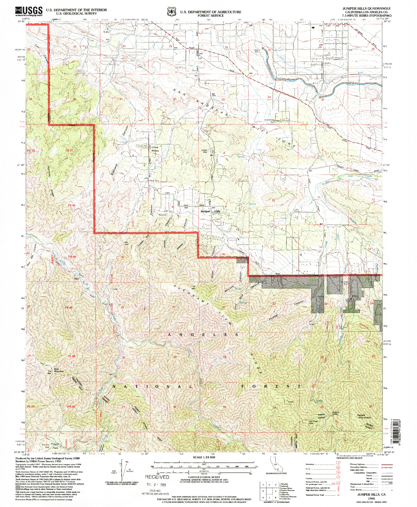 USGS 1:24000-SCALE QUADRANGLE FOR JUNIPER HILLS, CA 1995