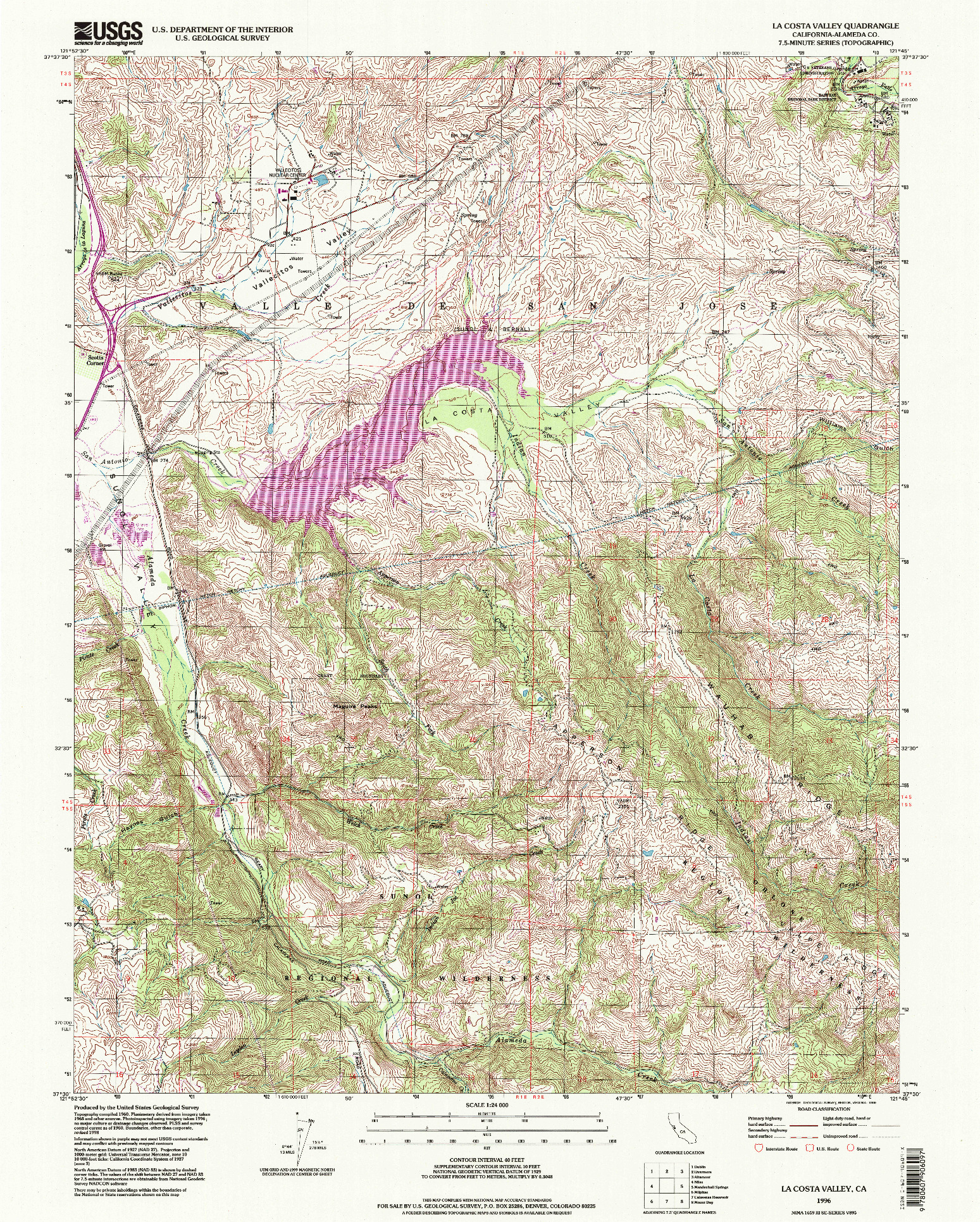 USGS 1:24000-SCALE QUADRANGLE FOR LA COSTA VALLEY, CA 1996