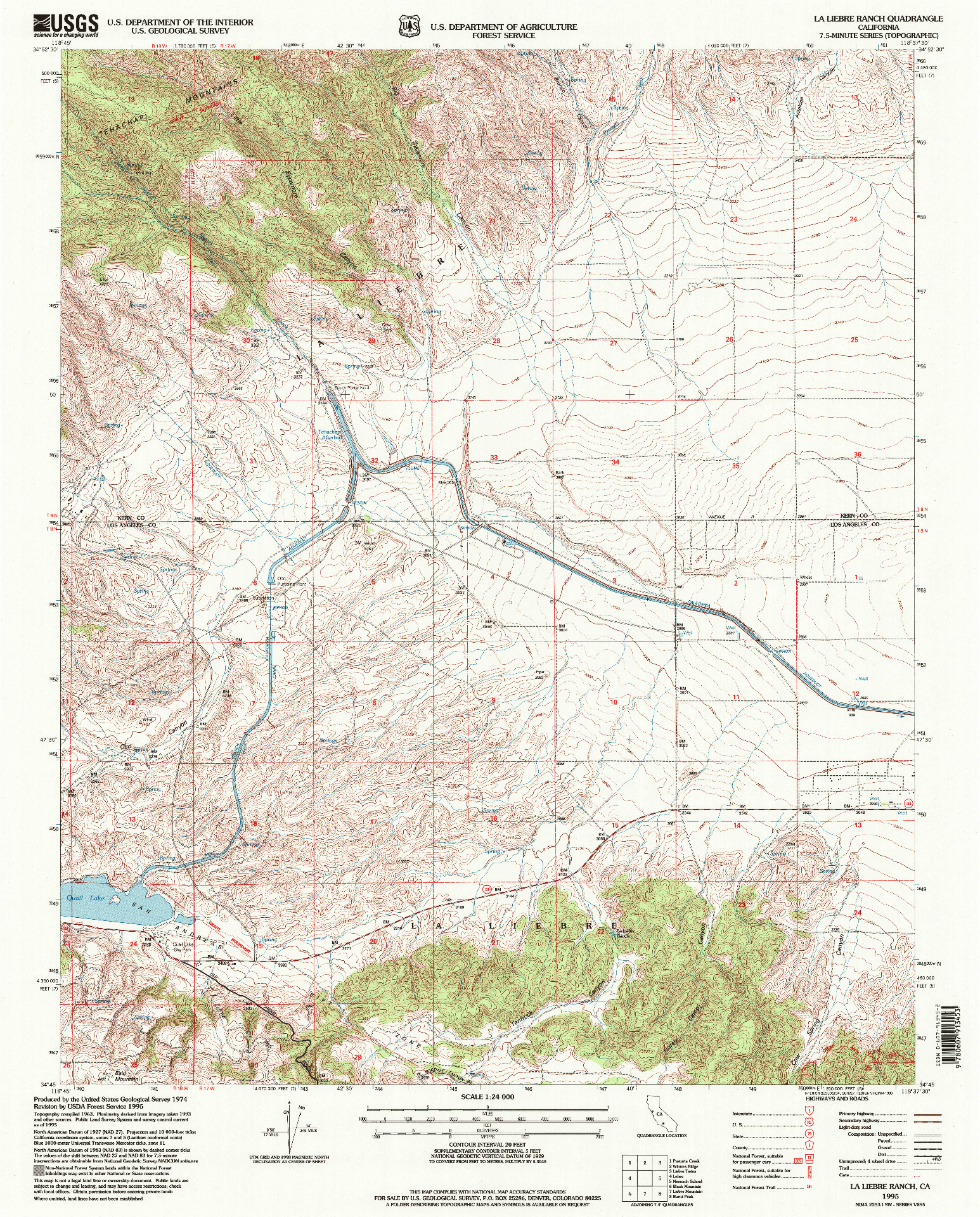 USGS 1:24000-SCALE QUADRANGLE FOR LA LIEBRE RANCH, CA 1995