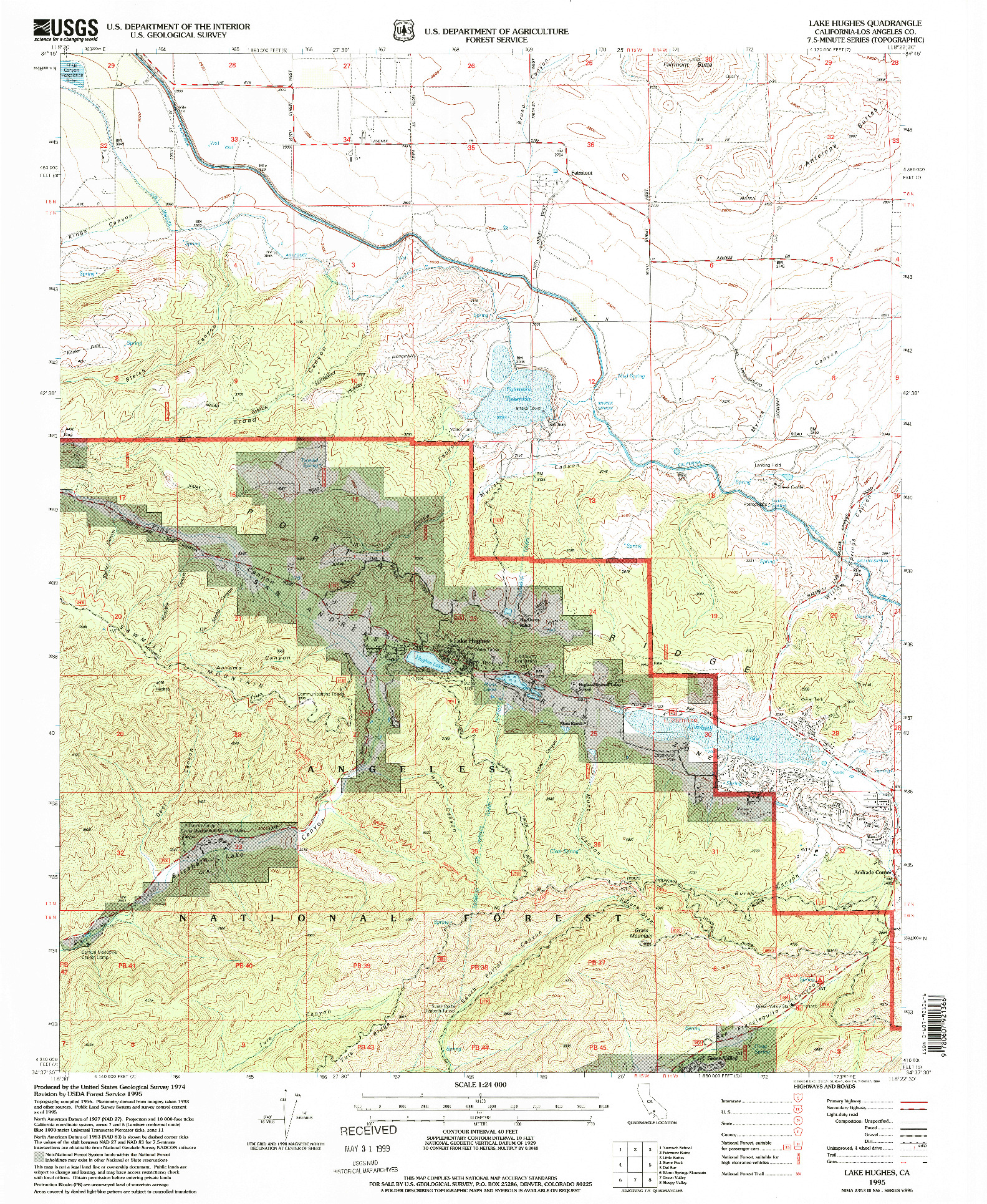 USGS 1:24000-SCALE QUADRANGLE FOR LAKE HUGHES, CA 1995