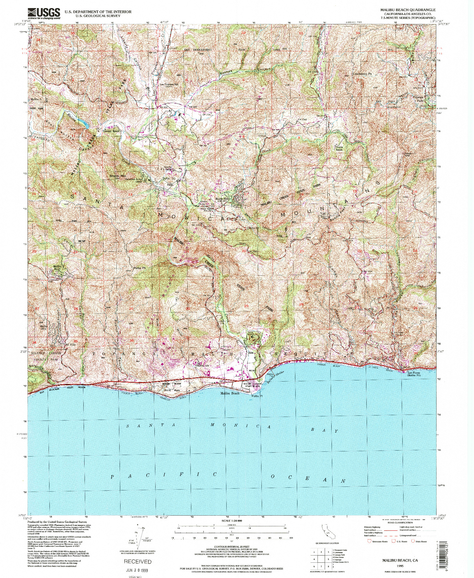 USGS 1:24000-SCALE QUADRANGLE FOR MALIBU BEACH, CA 1995