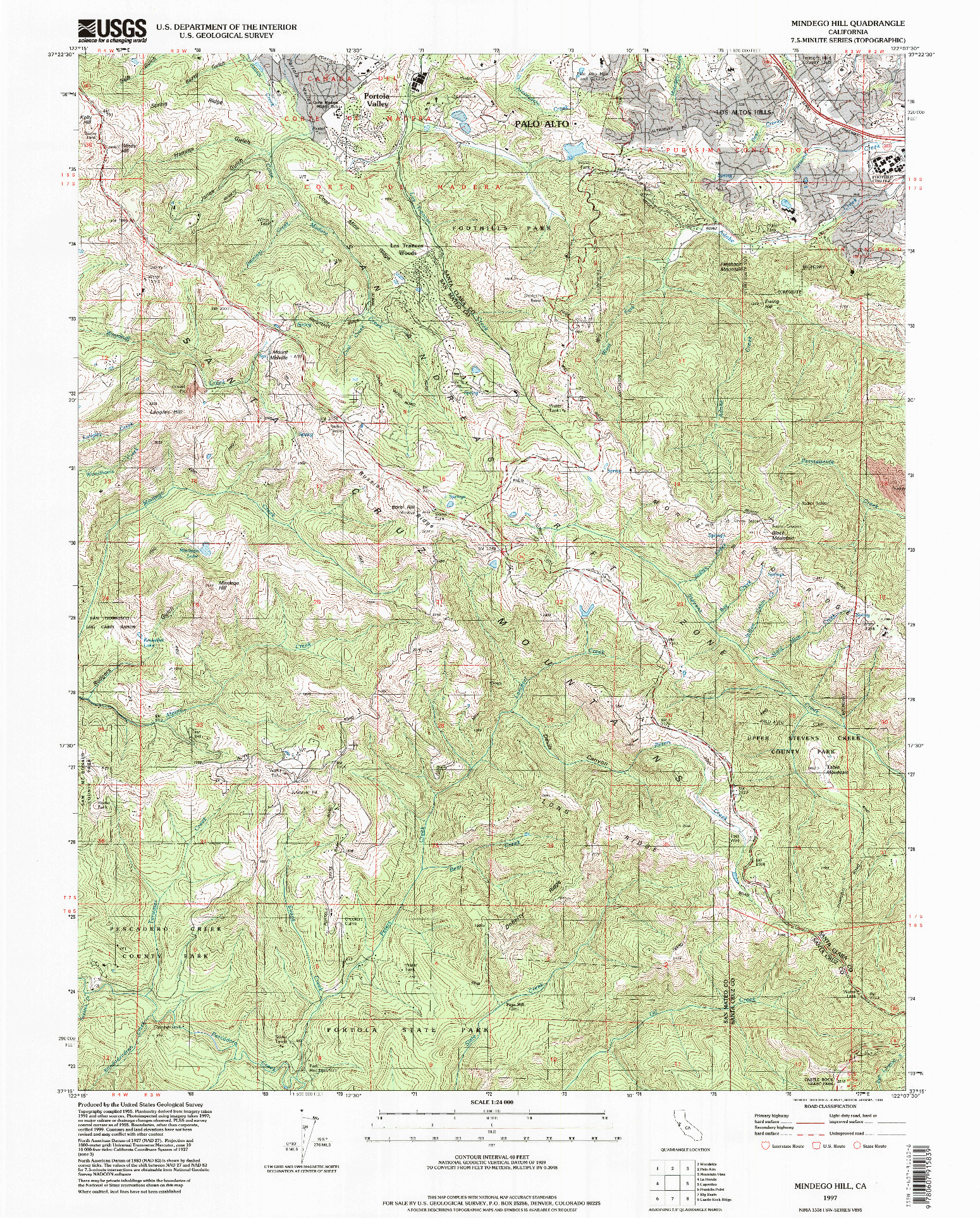 USGS 1:24000-SCALE QUADRANGLE FOR MINDEGO HILL, CA 1997