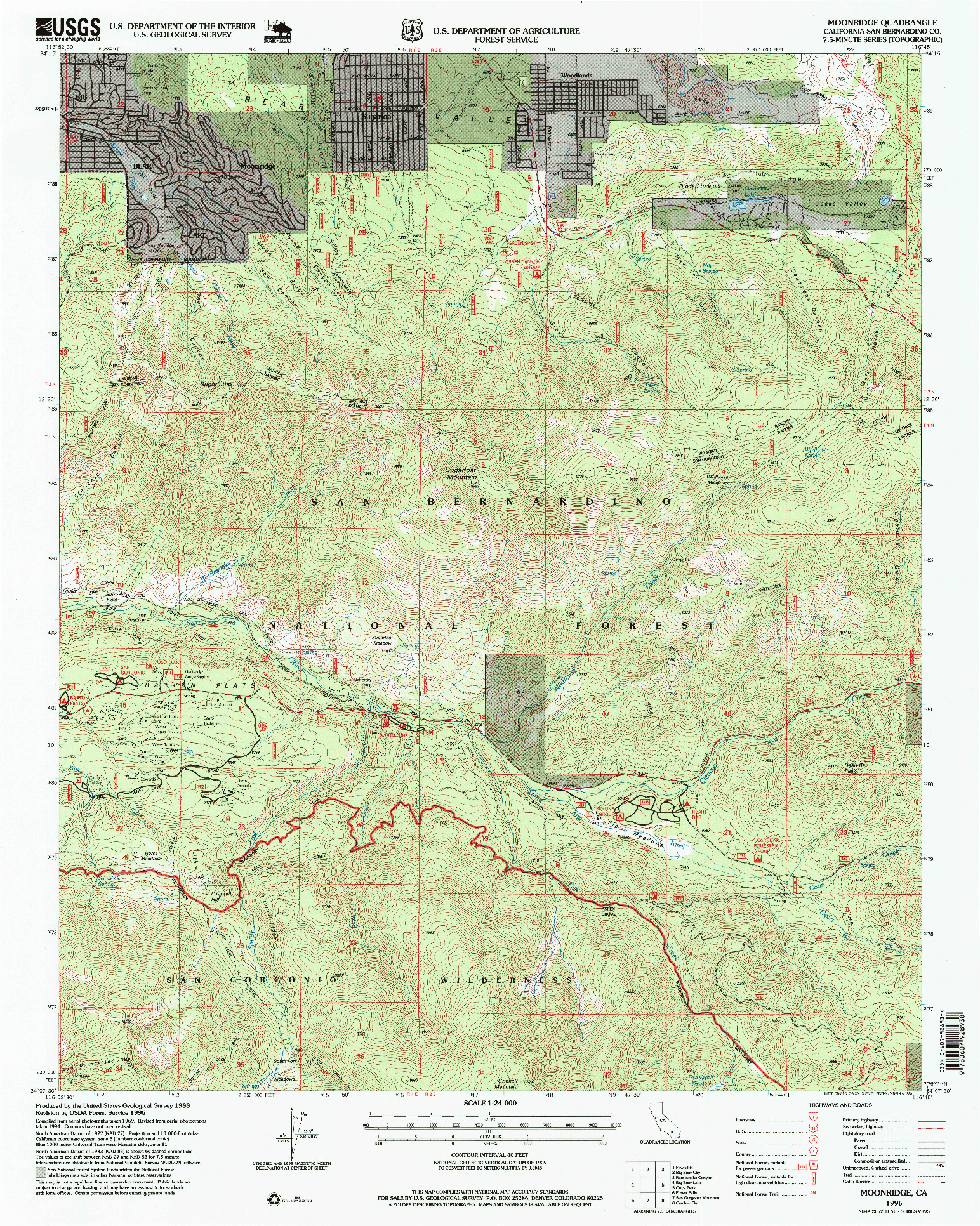 USGS 1:24000-SCALE QUADRANGLE FOR MOONRIDGE, CA 1996