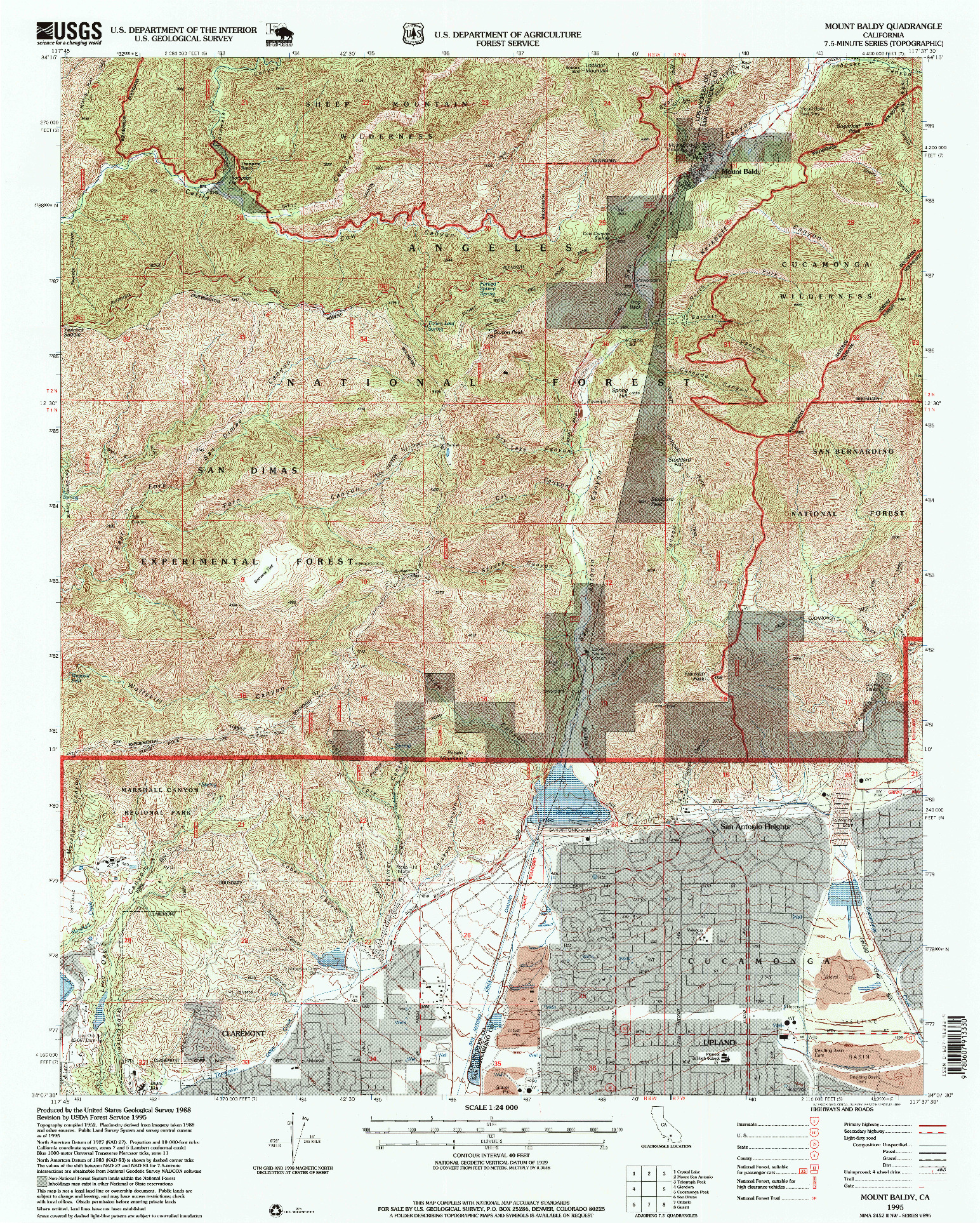 USGS 1:24000-SCALE QUADRANGLE FOR MOUNT BALDY, CA 1995