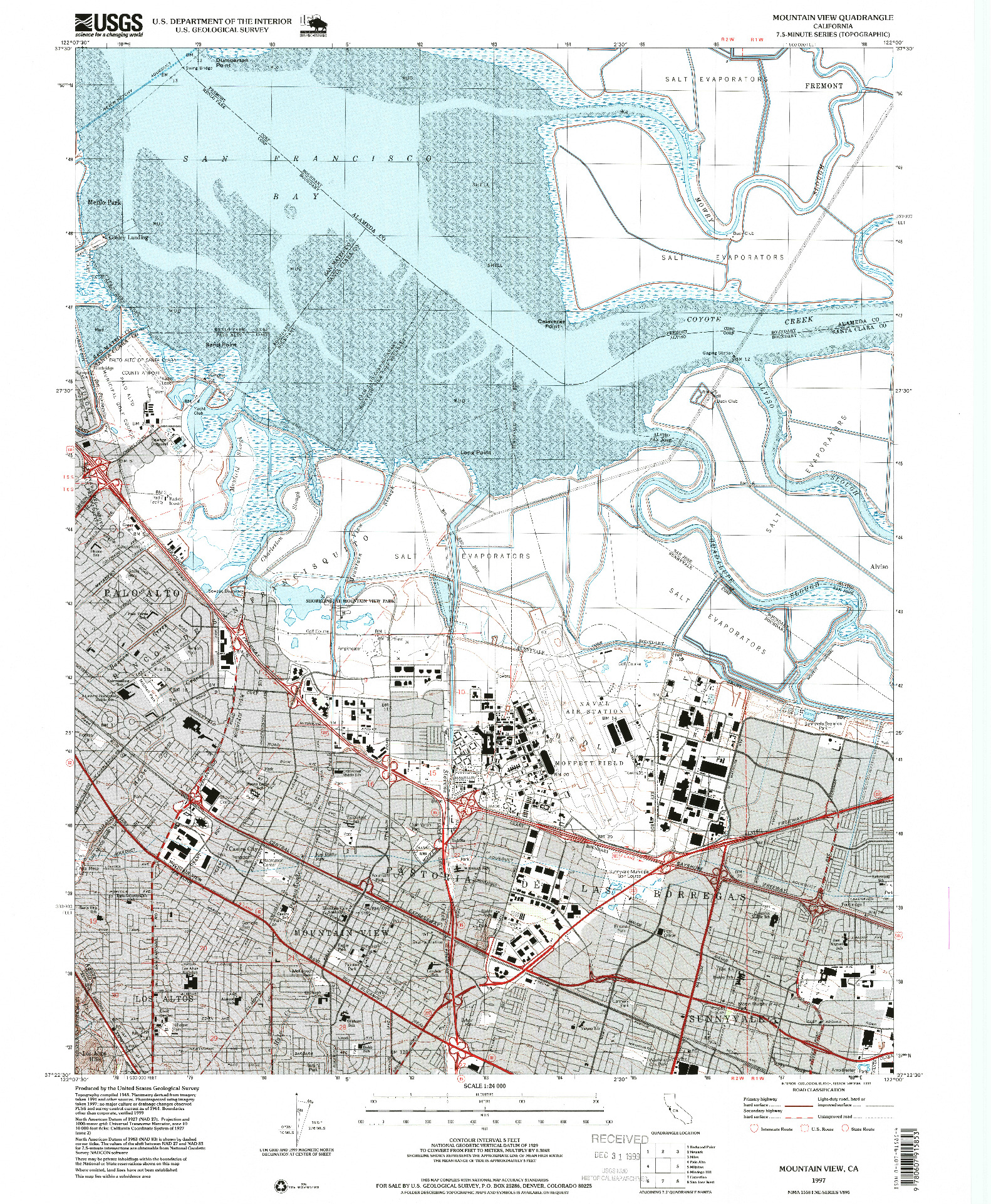 USGS 1:24000-SCALE QUADRANGLE FOR MOUNTAIN VIEW, CA 1997