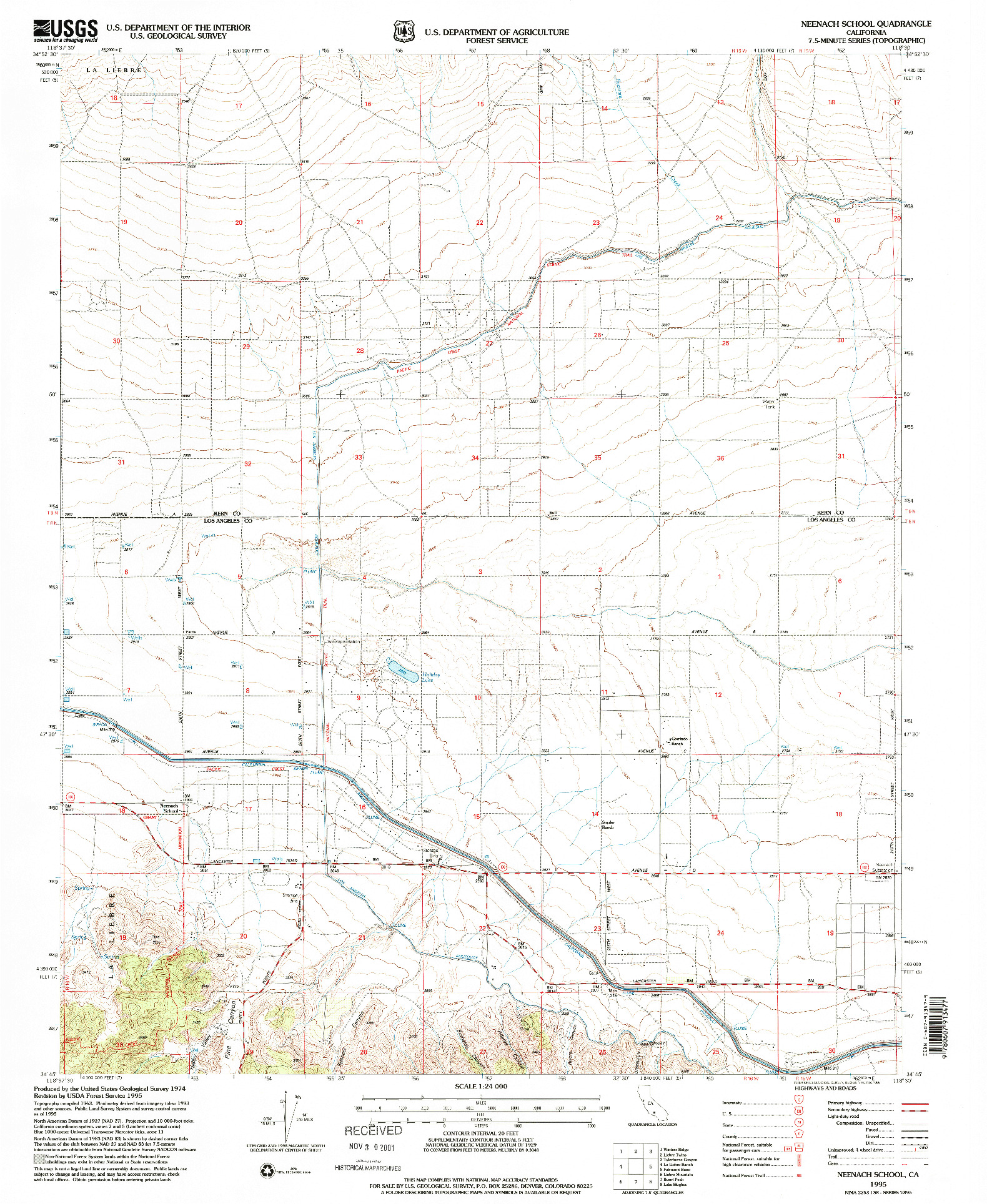 USGS 1:24000-SCALE QUADRANGLE FOR NEENACH SCHOOL, CA 1995