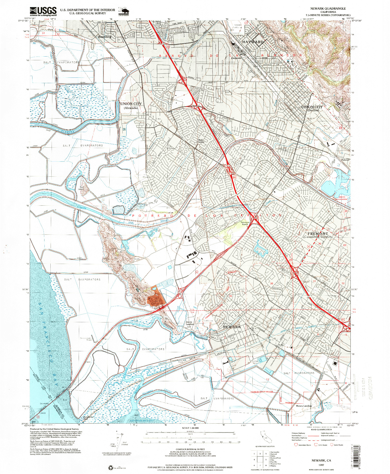 USGS 1:24000-SCALE QUADRANGLE FOR NEWARK, CA 1997