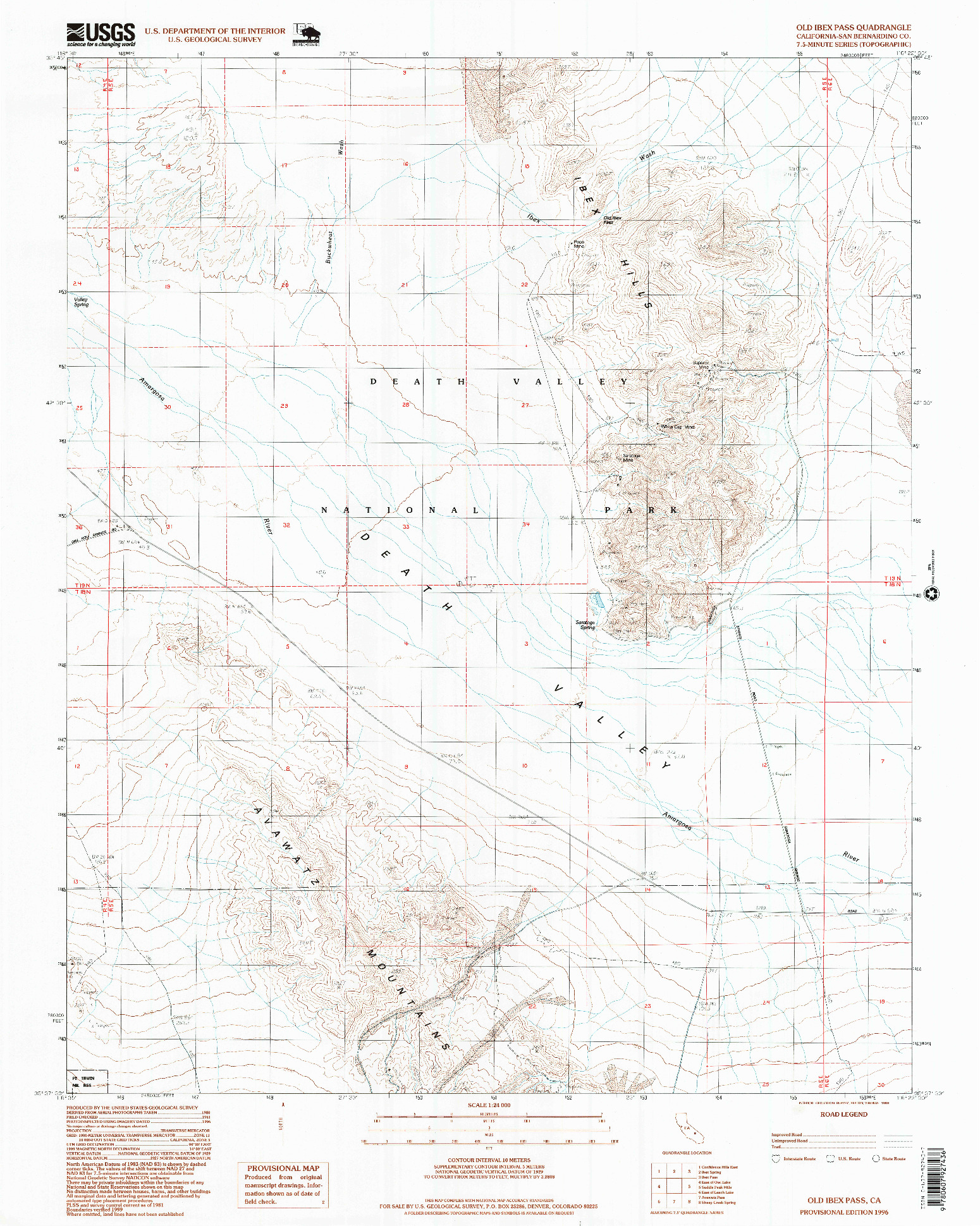 USGS 1:24000-SCALE QUADRANGLE FOR OLD IBEX PASS, CA 1996
