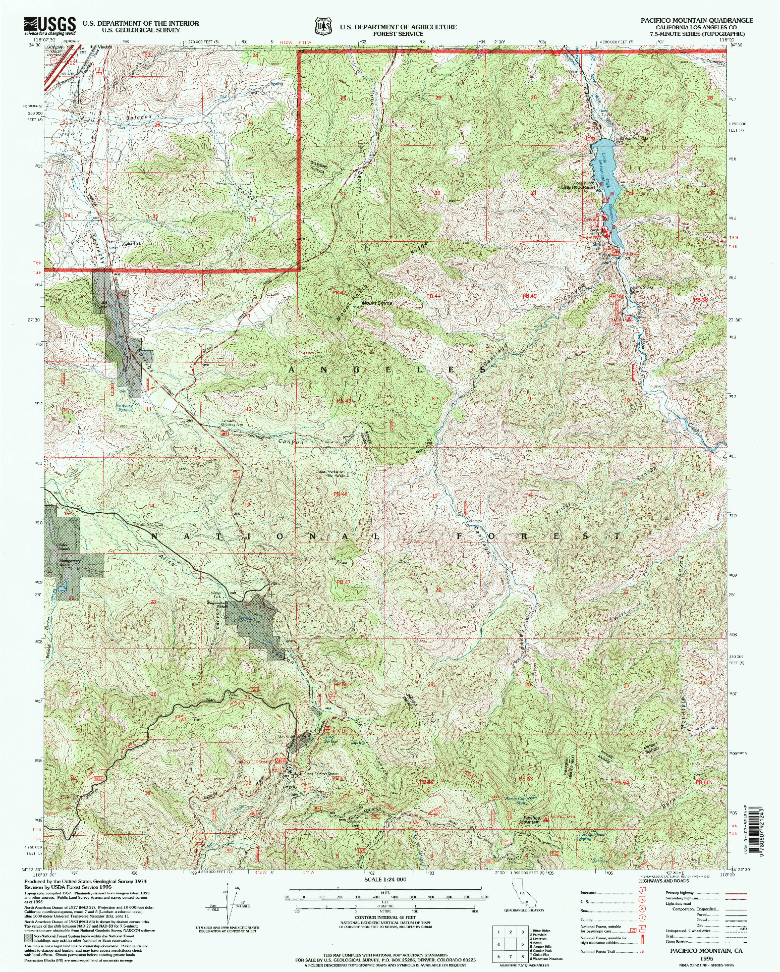 USGS 1:24000-SCALE QUADRANGLE FOR PACIFICO MOUNTAIN, CA 1995