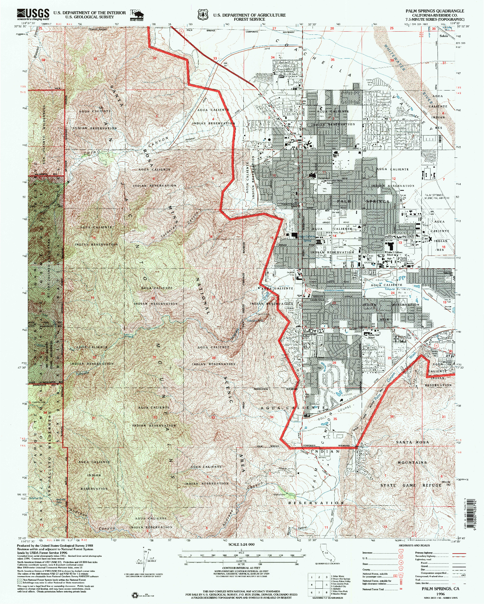 USGS 1:24000-SCALE QUADRANGLE FOR PALM SPRINGS, CA 1996