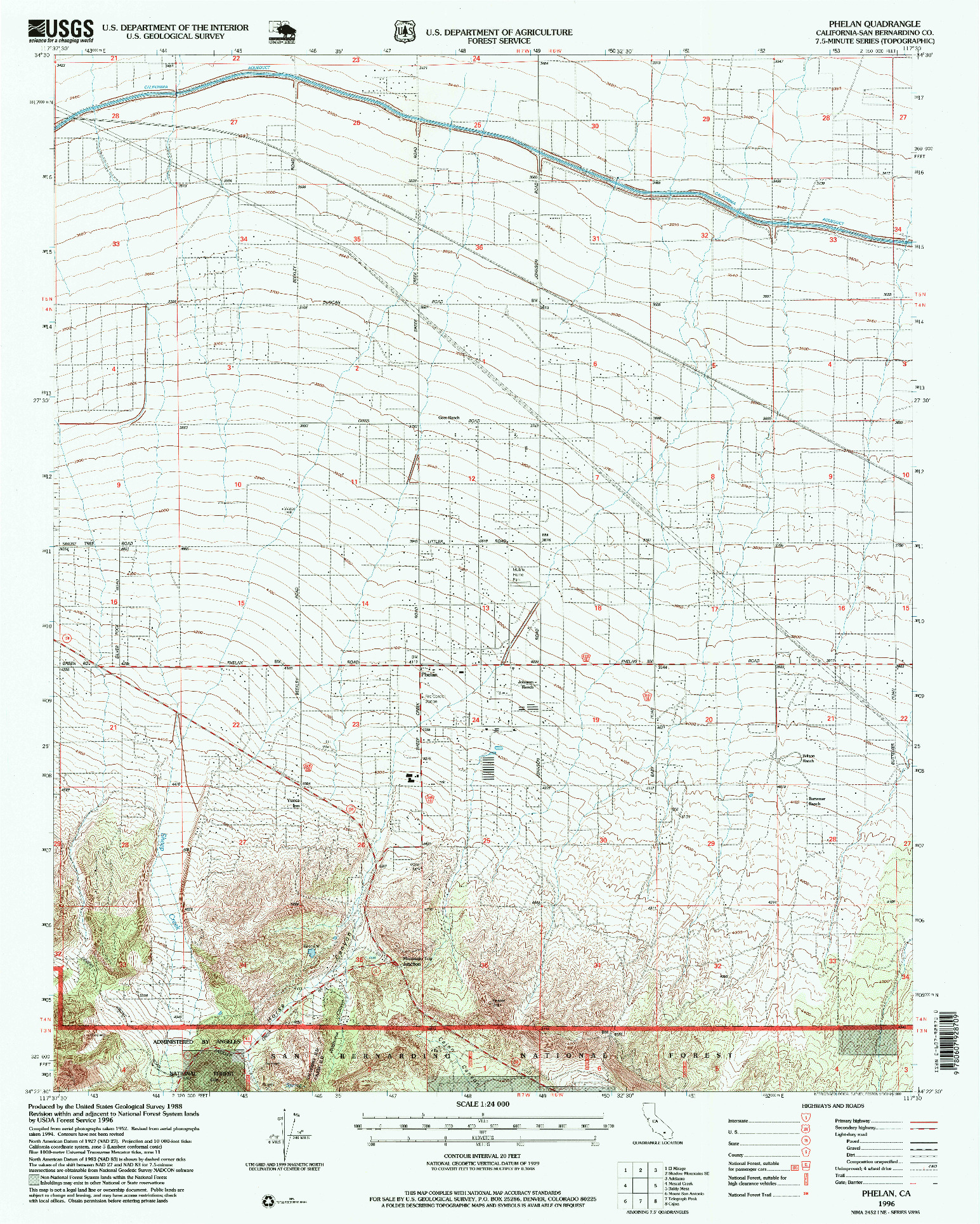 USGS 1:24000-SCALE QUADRANGLE FOR PHELAN, CA 1996