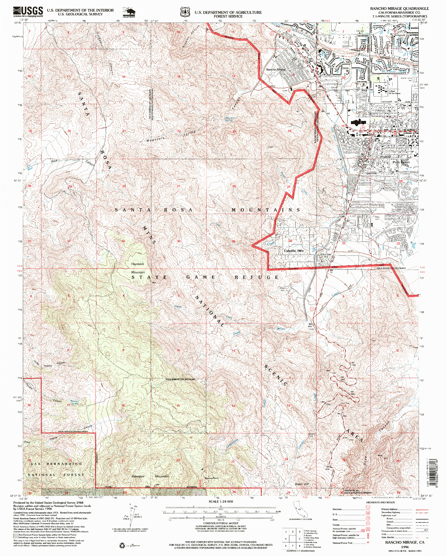 USGS 1:24000-SCALE QUADRANGLE FOR RANCHO MIRAGE, CA 1996