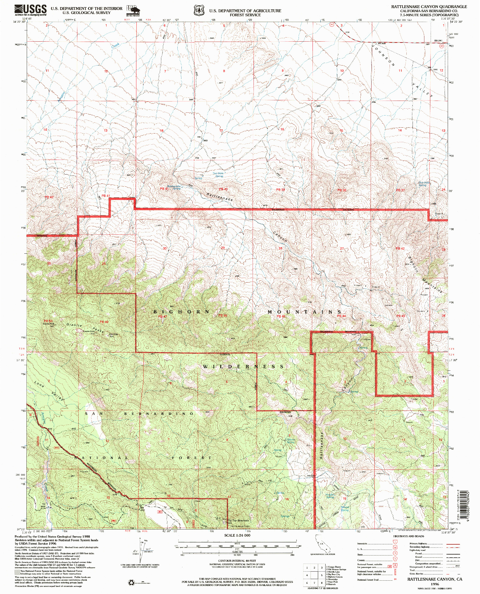 USGS 1:24000-SCALE QUADRANGLE FOR RATTLESNAKE CANYON, CA 1996