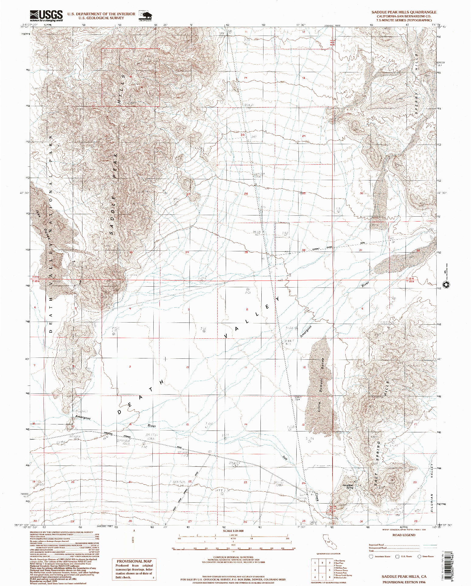 USGS 1:24000-SCALE QUADRANGLE FOR SADDLE PEAK HILLS, CA 1996