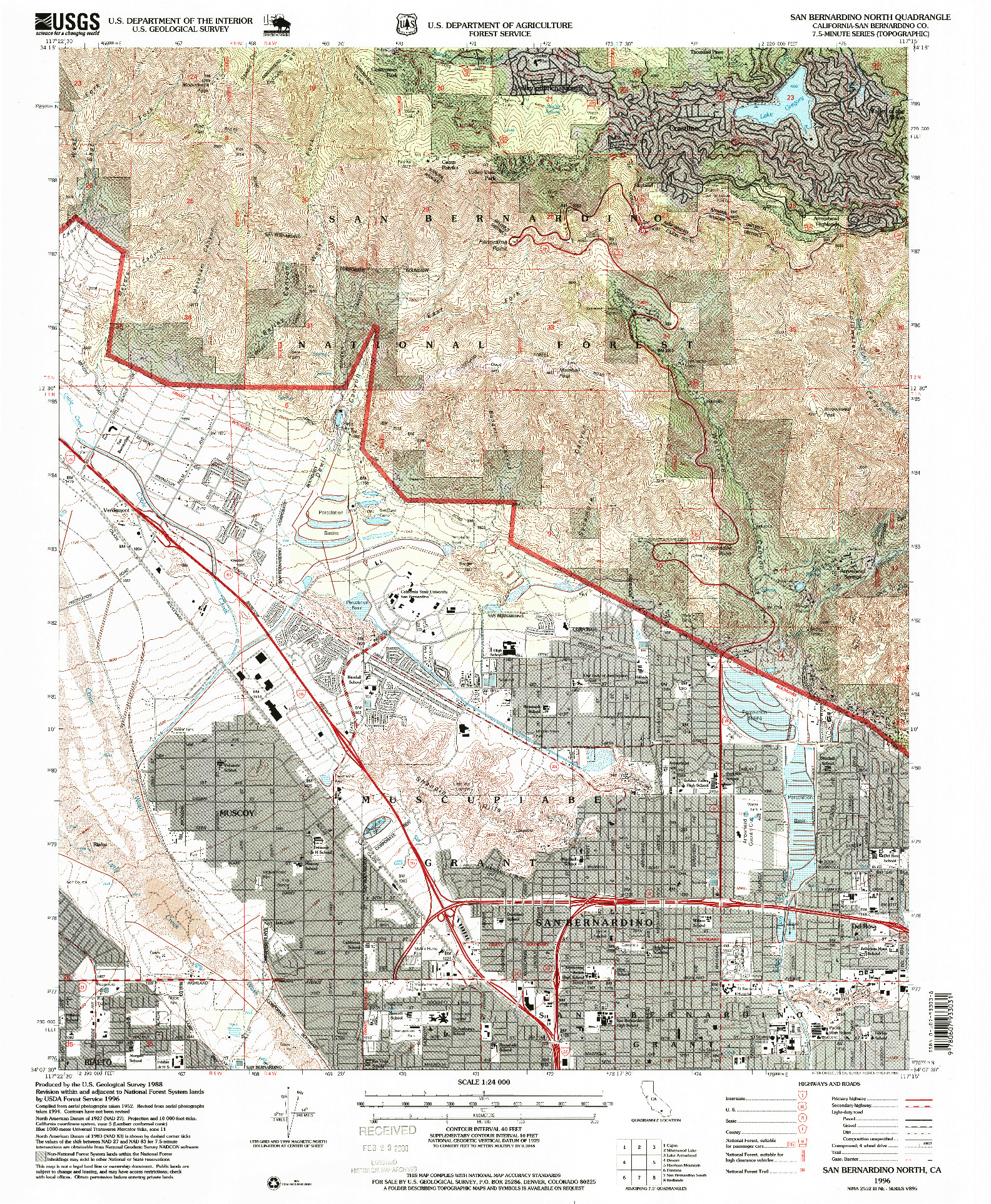 USGS 1:24000-SCALE QUADRANGLE FOR SAN BERNARDINO NORTH, CA 1996