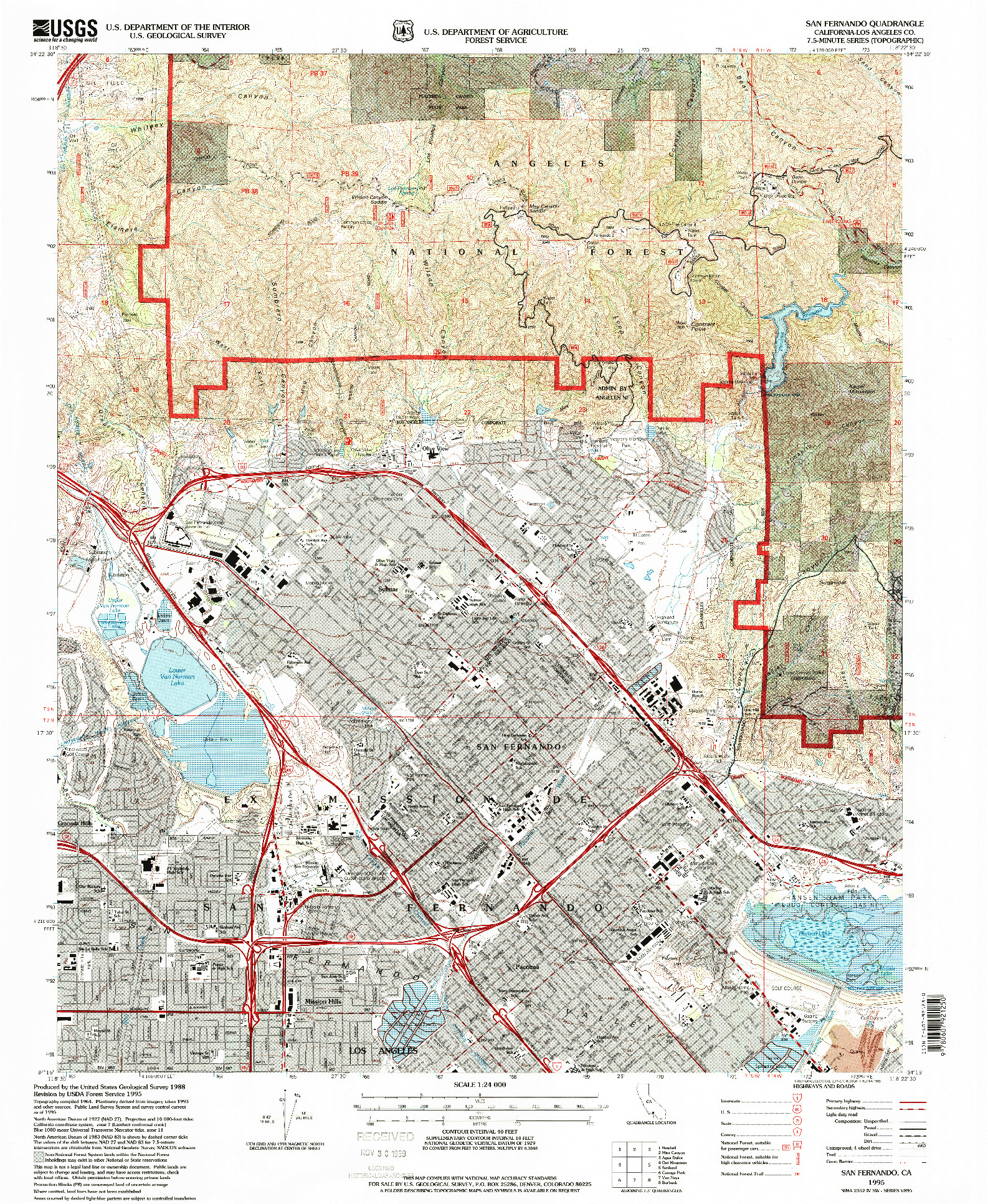 USGS 1:24000-SCALE QUADRANGLE FOR SAN FERNANDO, CA 1995