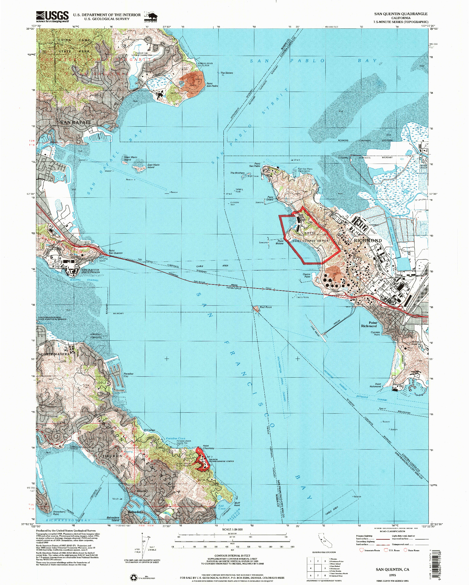 USGS 1:24000-SCALE QUADRANGLE FOR SAN QUENTIN, CA 1995