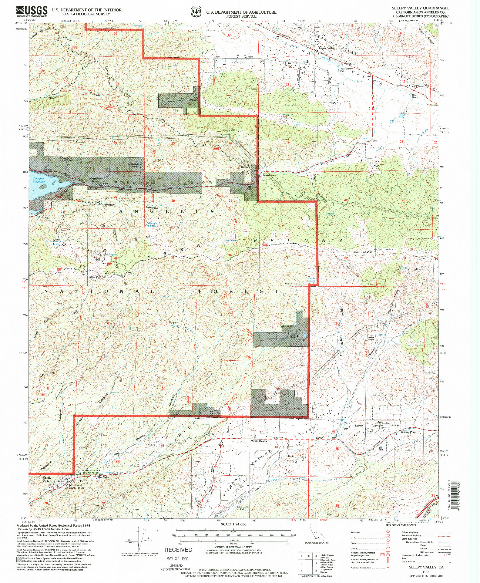 USGS 1:24000-SCALE QUADRANGLE FOR SLEEPY VALLEY, CA 1995