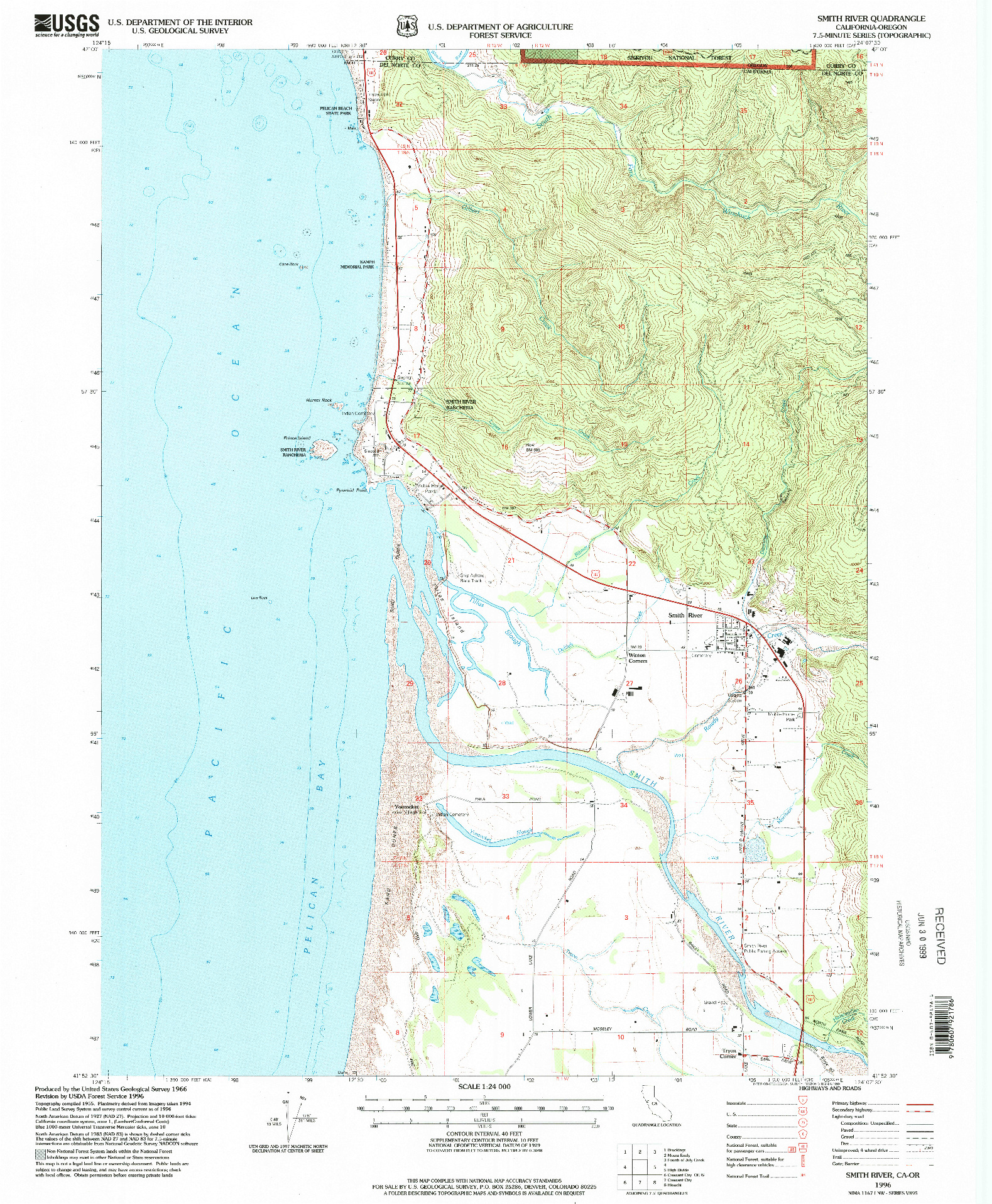 USGS 1:24000-SCALE QUADRANGLE FOR SMITH RIVER, CA 1996