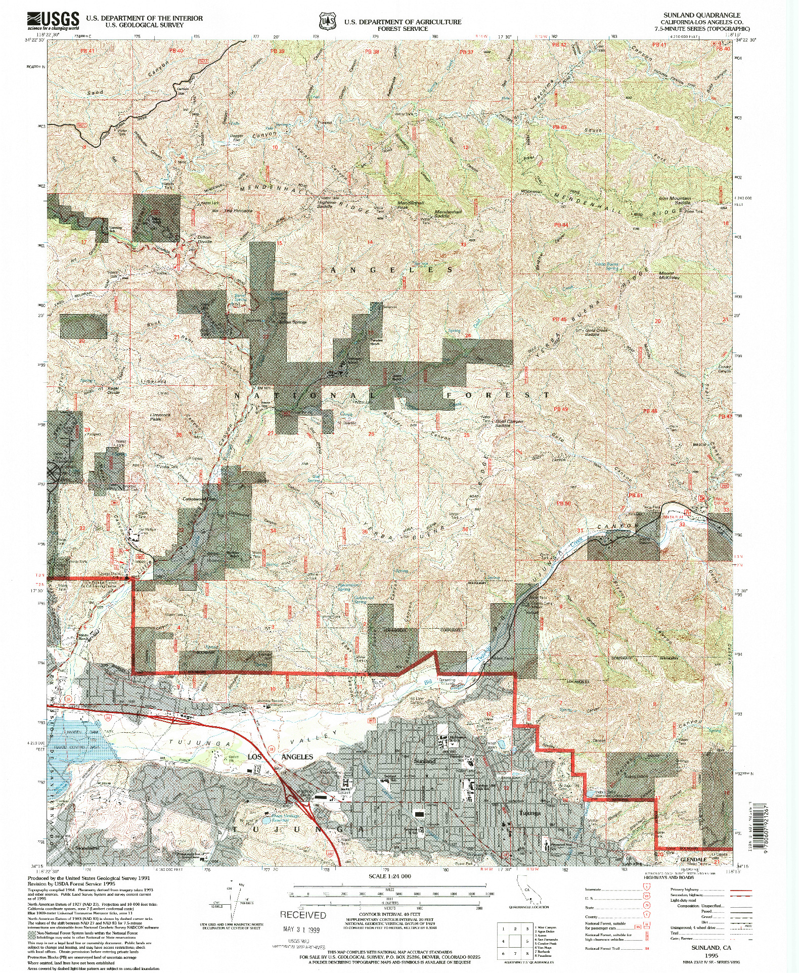 USGS 1:24000-SCALE QUADRANGLE FOR SUNLAND, CA 1995