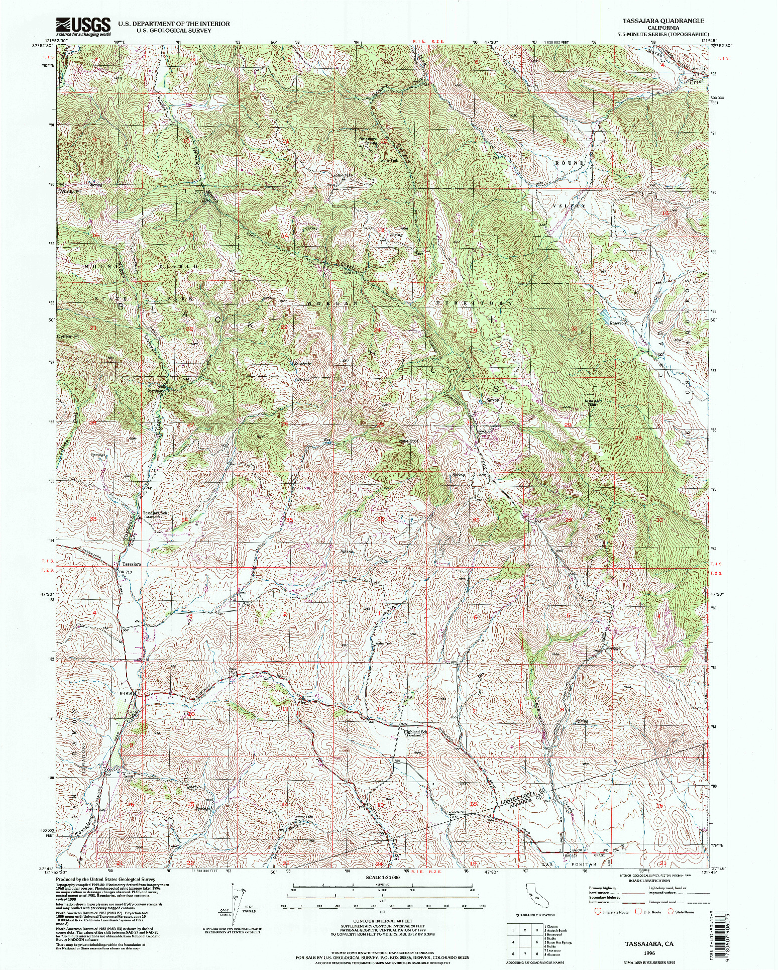 USGS 1:24000-SCALE QUADRANGLE FOR TASSAJARA, CA 1996