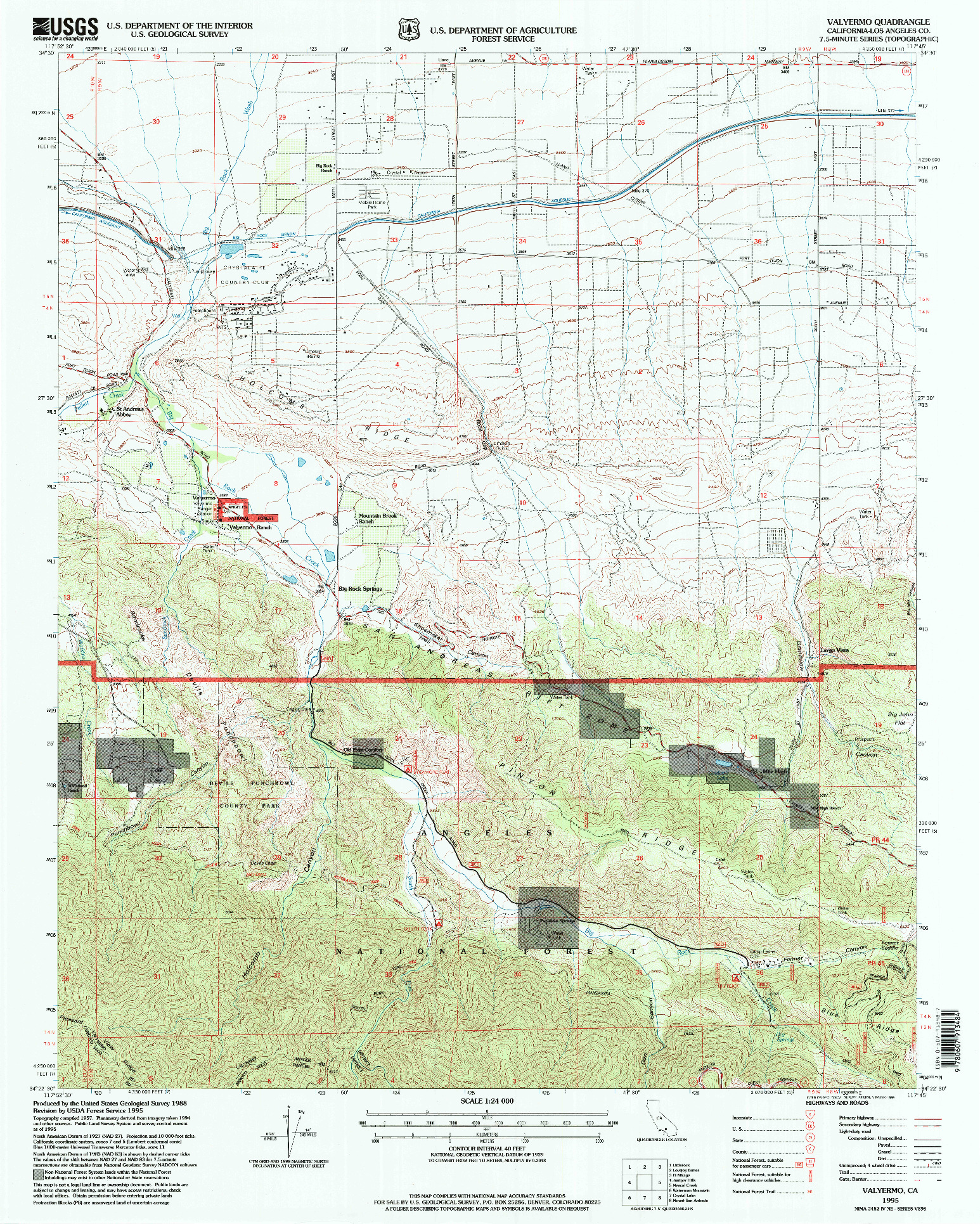 USGS 1:24000-SCALE QUADRANGLE FOR VALYERMO, CA 1995
