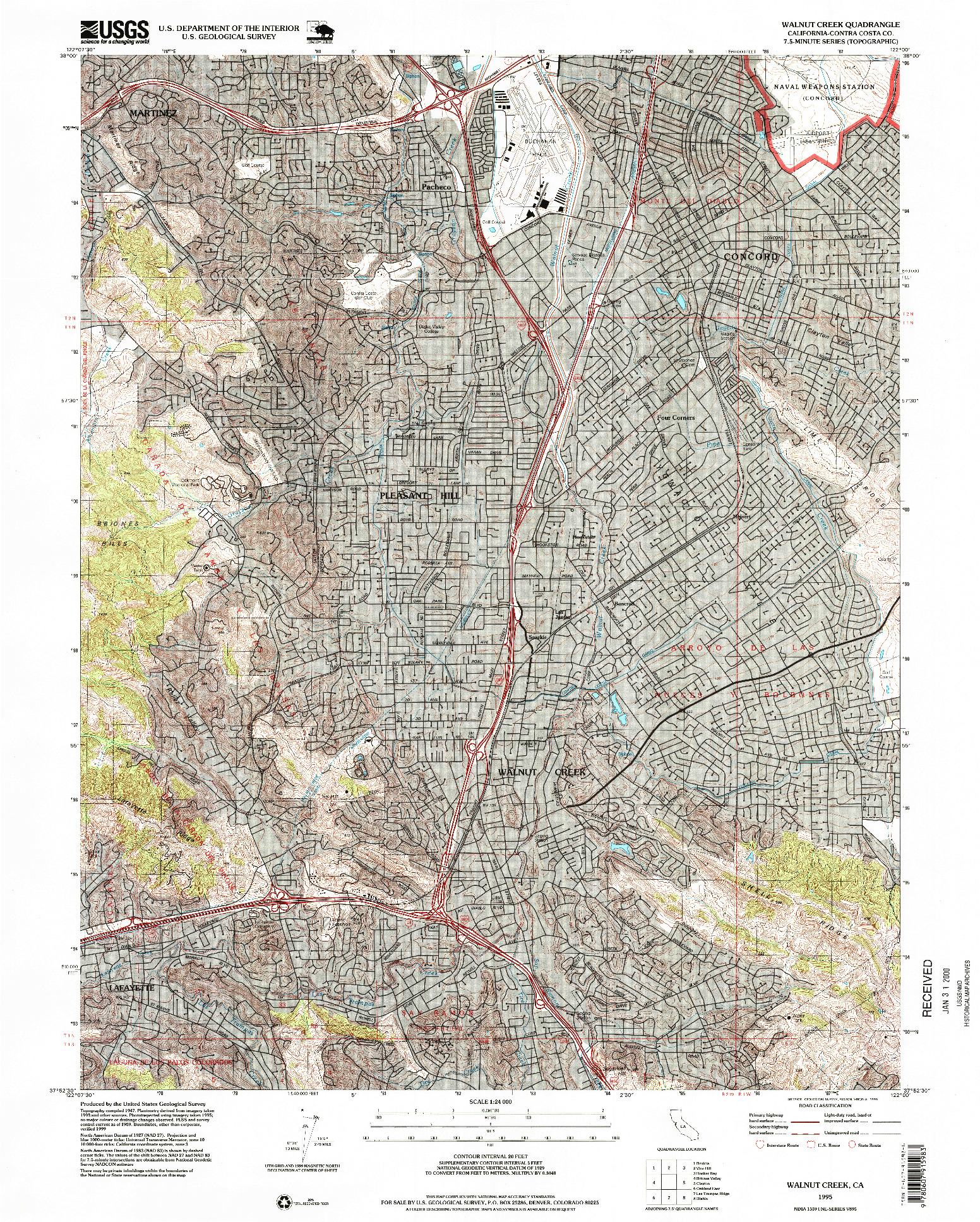 USGS 1:24000-SCALE QUADRANGLE FOR WALNUT CREEK, CA 1995