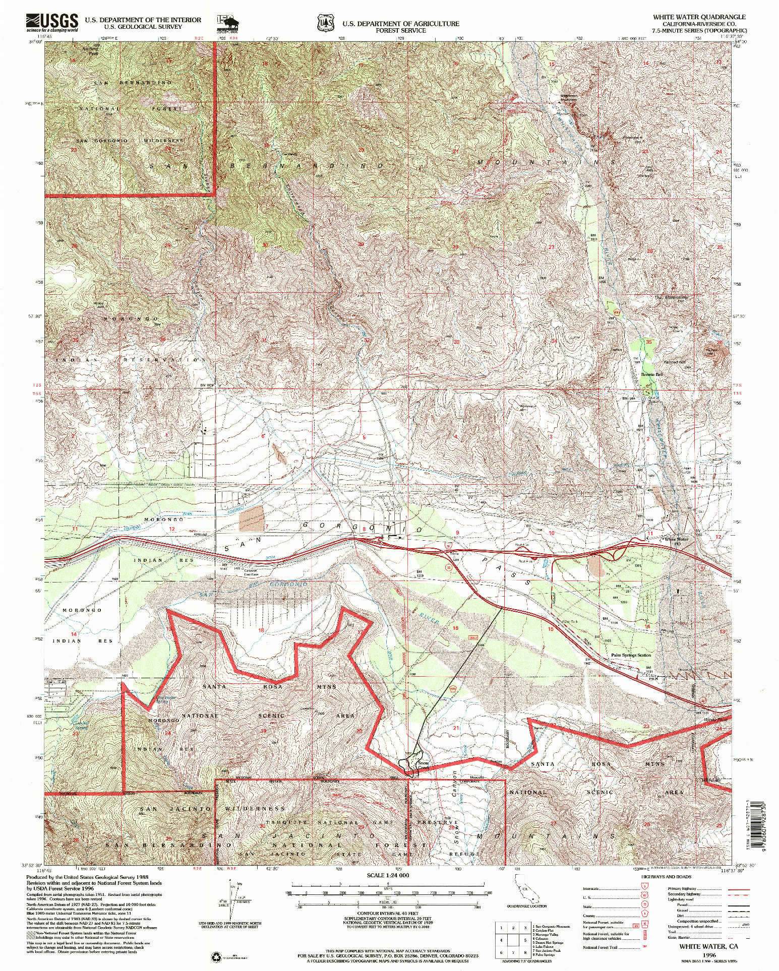 USGS 1:24000-SCALE QUADRANGLE FOR WHITE WATER, CA 1996