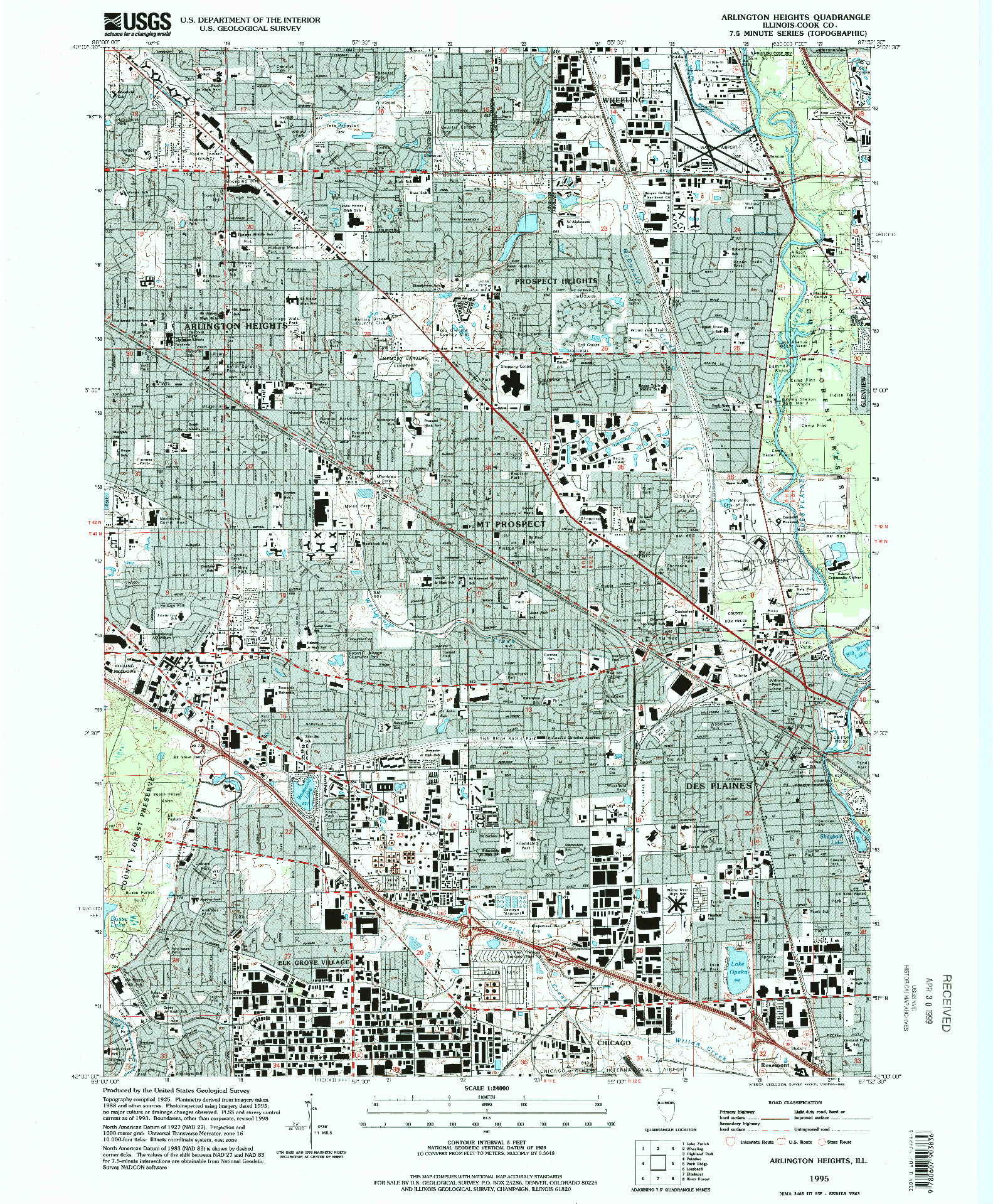 USGS 1:24000-SCALE QUADRANGLE FOR ARLINGTON HEIGHTS, IL 1995