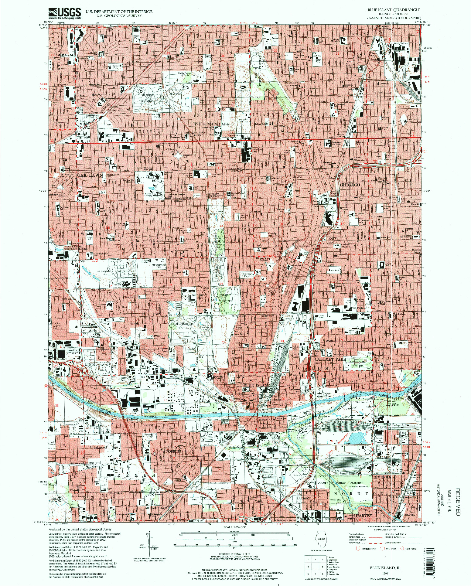 USGS 1:24000-SCALE QUADRANGLE FOR BLUE ISLAND, IL 1997