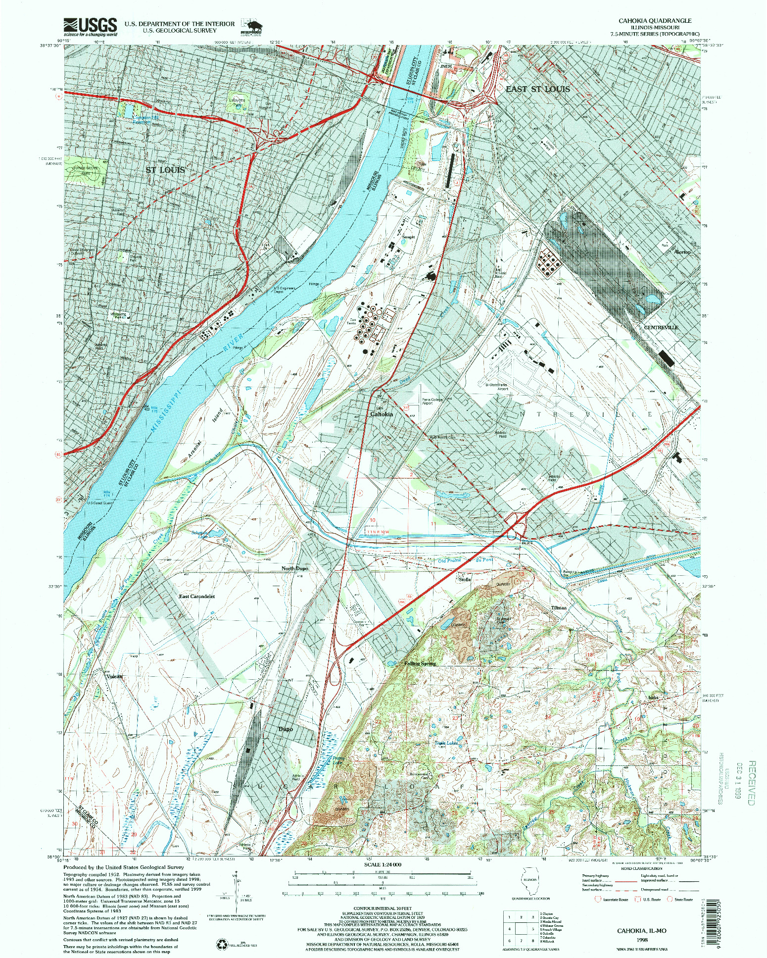 USGS 1:24000-SCALE QUADRANGLE FOR CAHOKIA, IL 1998