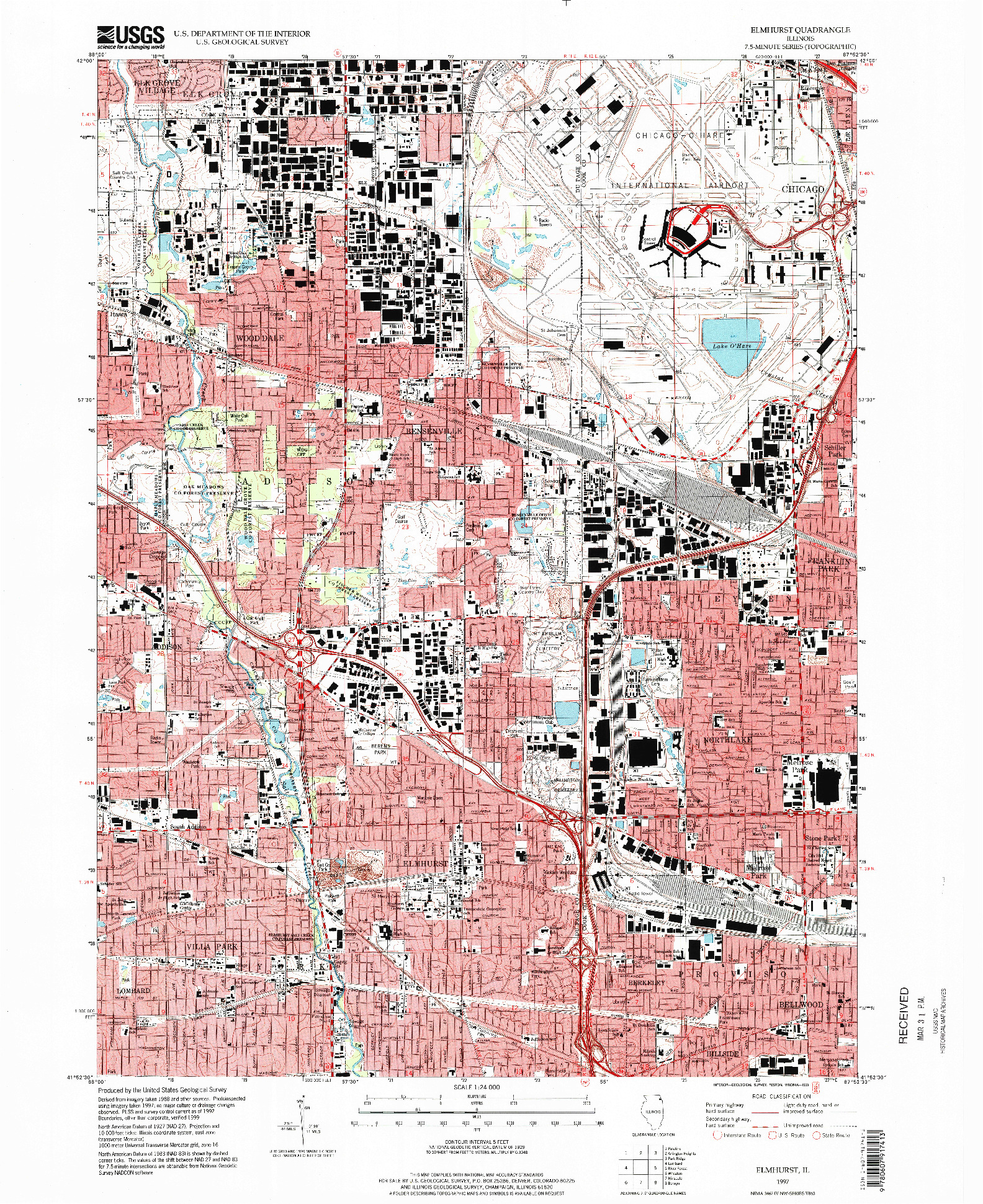 USGS 1:24000-SCALE QUADRANGLE FOR ELMHURST, IL 1997