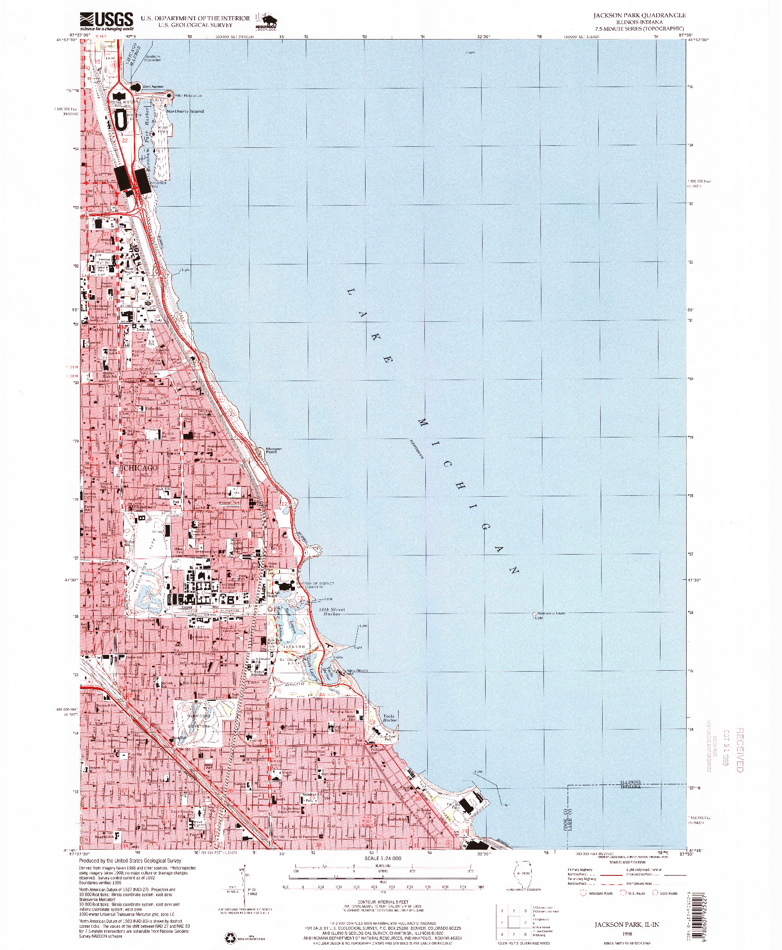 USGS 1:24000-SCALE QUADRANGLE FOR JACKSON PARK, IL 1998