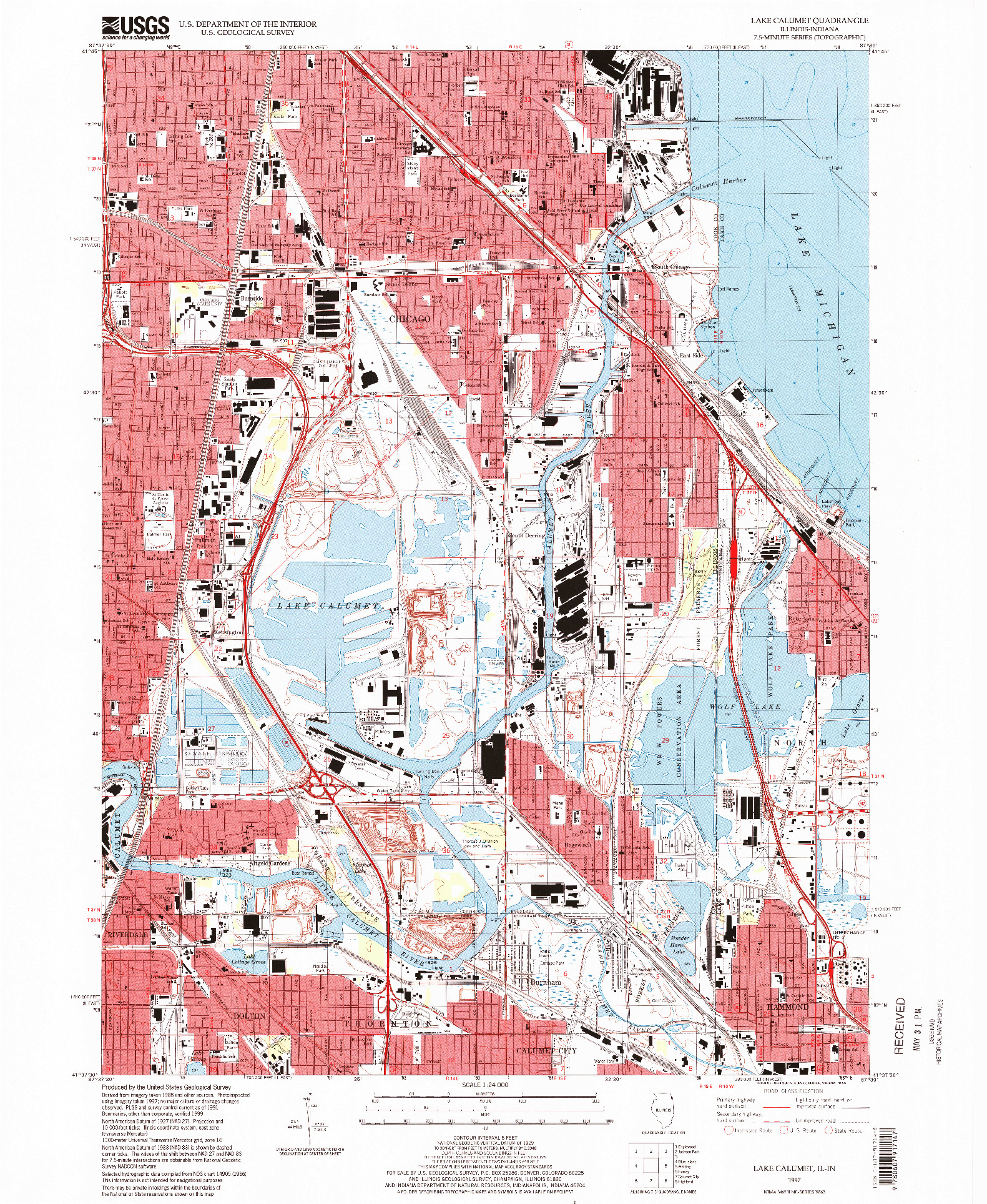 USGS 1:24000-SCALE QUADRANGLE FOR LAKE CALUMET, IL 1997