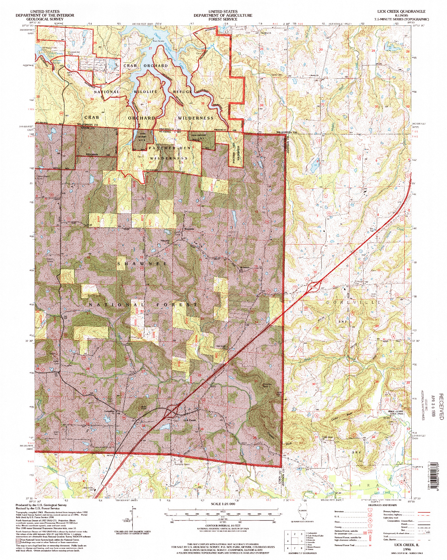 USGS 1:24000-SCALE QUADRANGLE FOR LICK CREEK, IL 1996