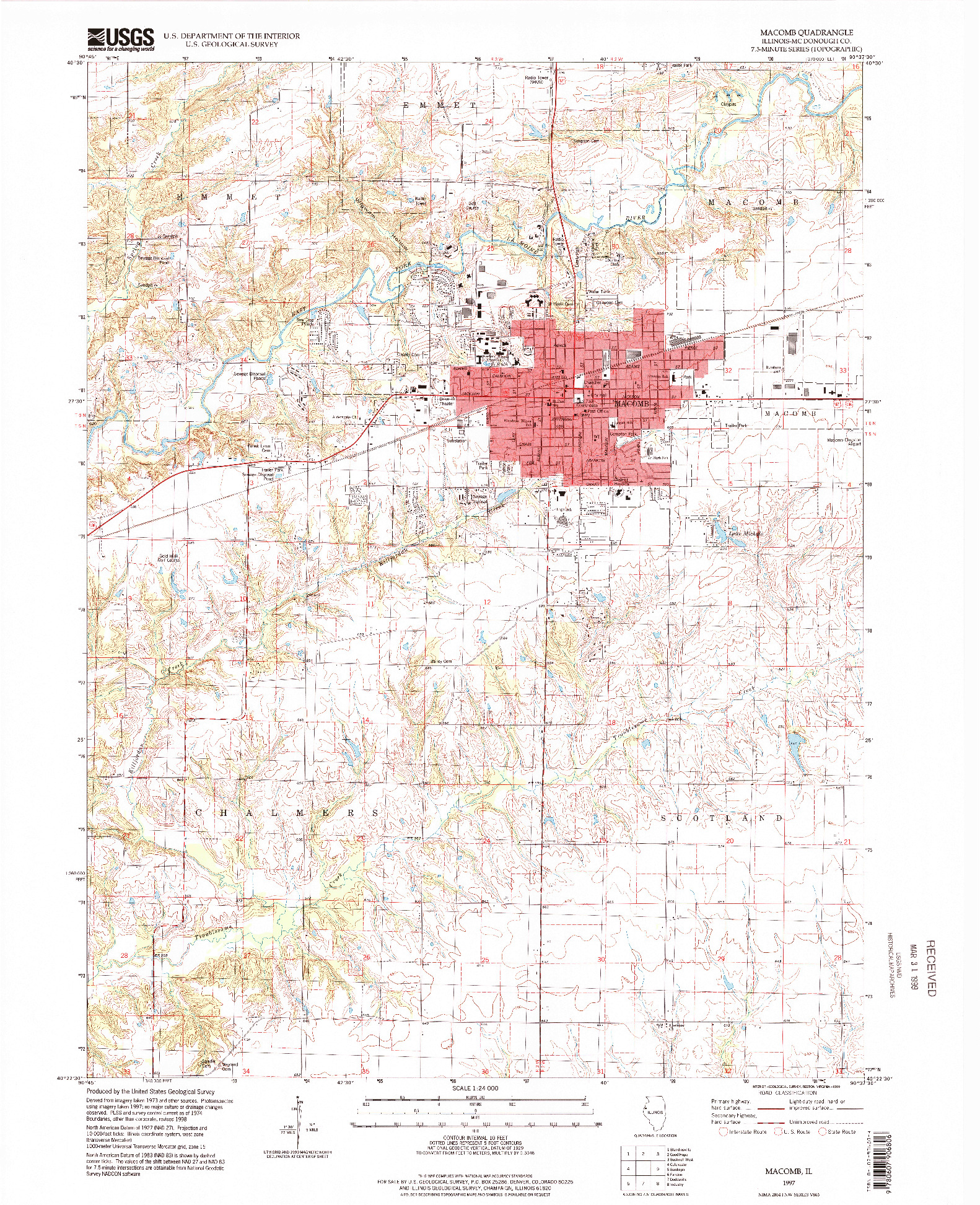 USGS 1:24000-SCALE QUADRANGLE FOR MACOMB, IL 1997