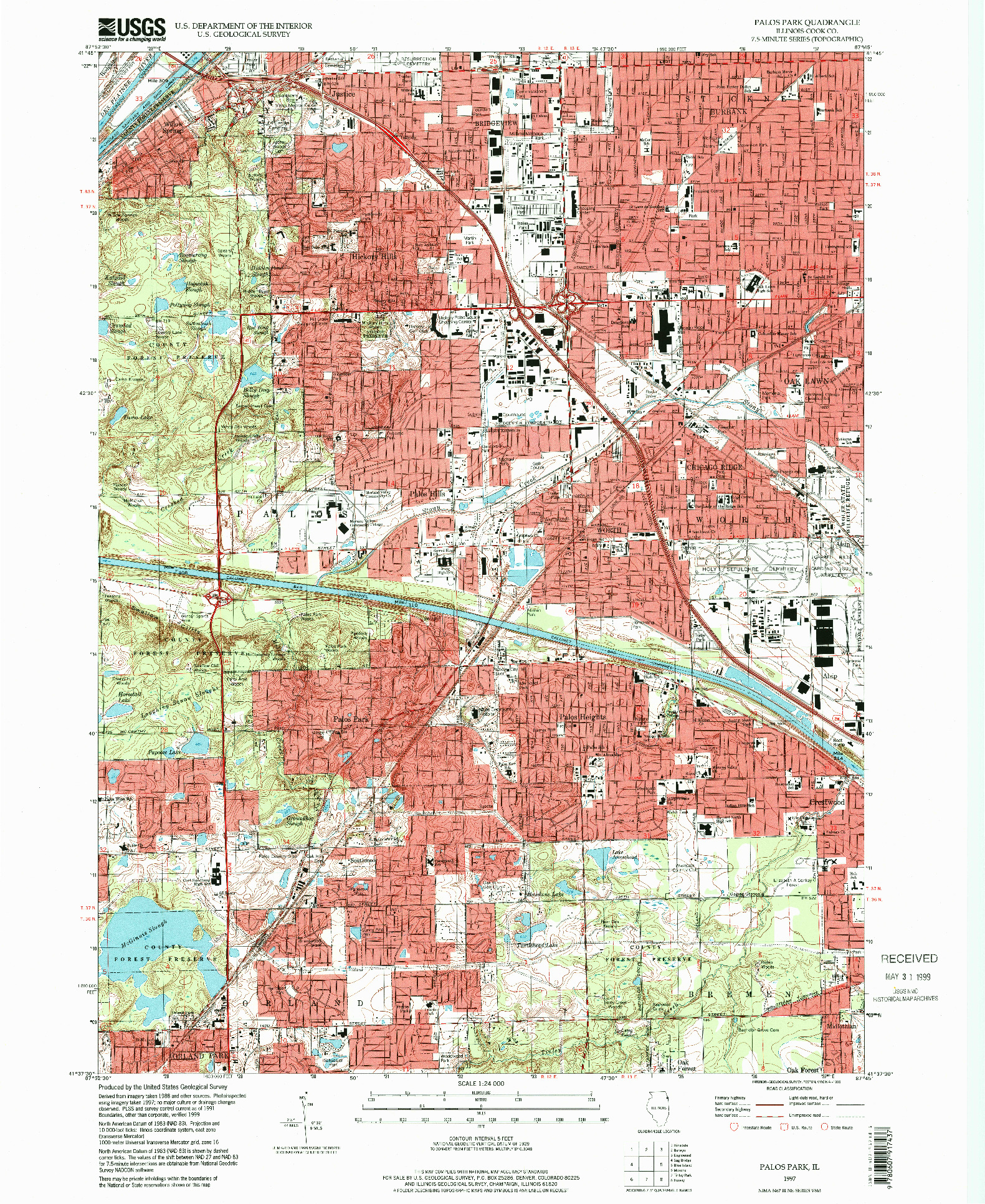 USGS 1:24000-SCALE QUADRANGLE FOR PALOS PARK, IL 1997