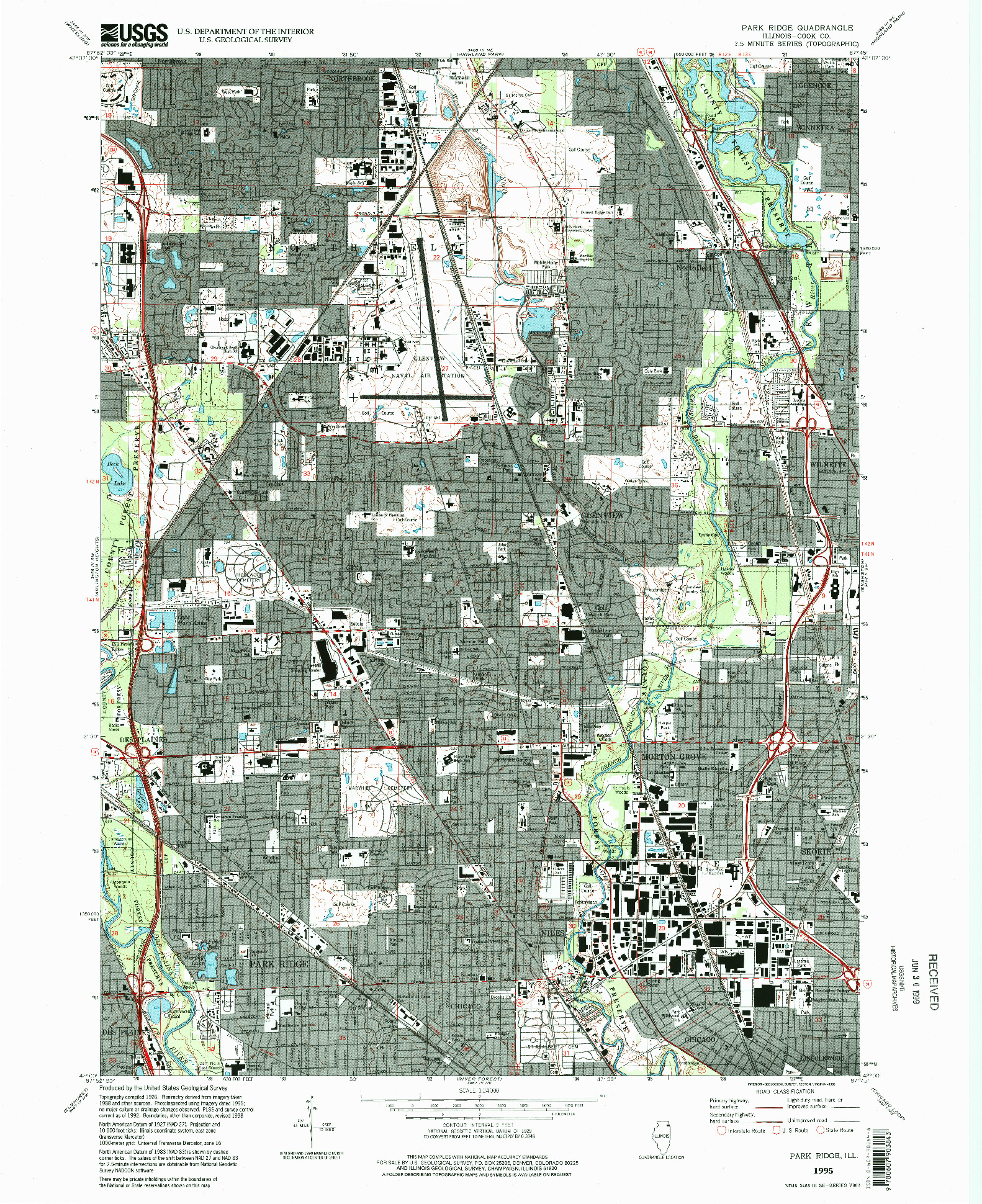 USGS 1:24000-SCALE QUADRANGLE FOR PARK RIDGE, IL 1995
