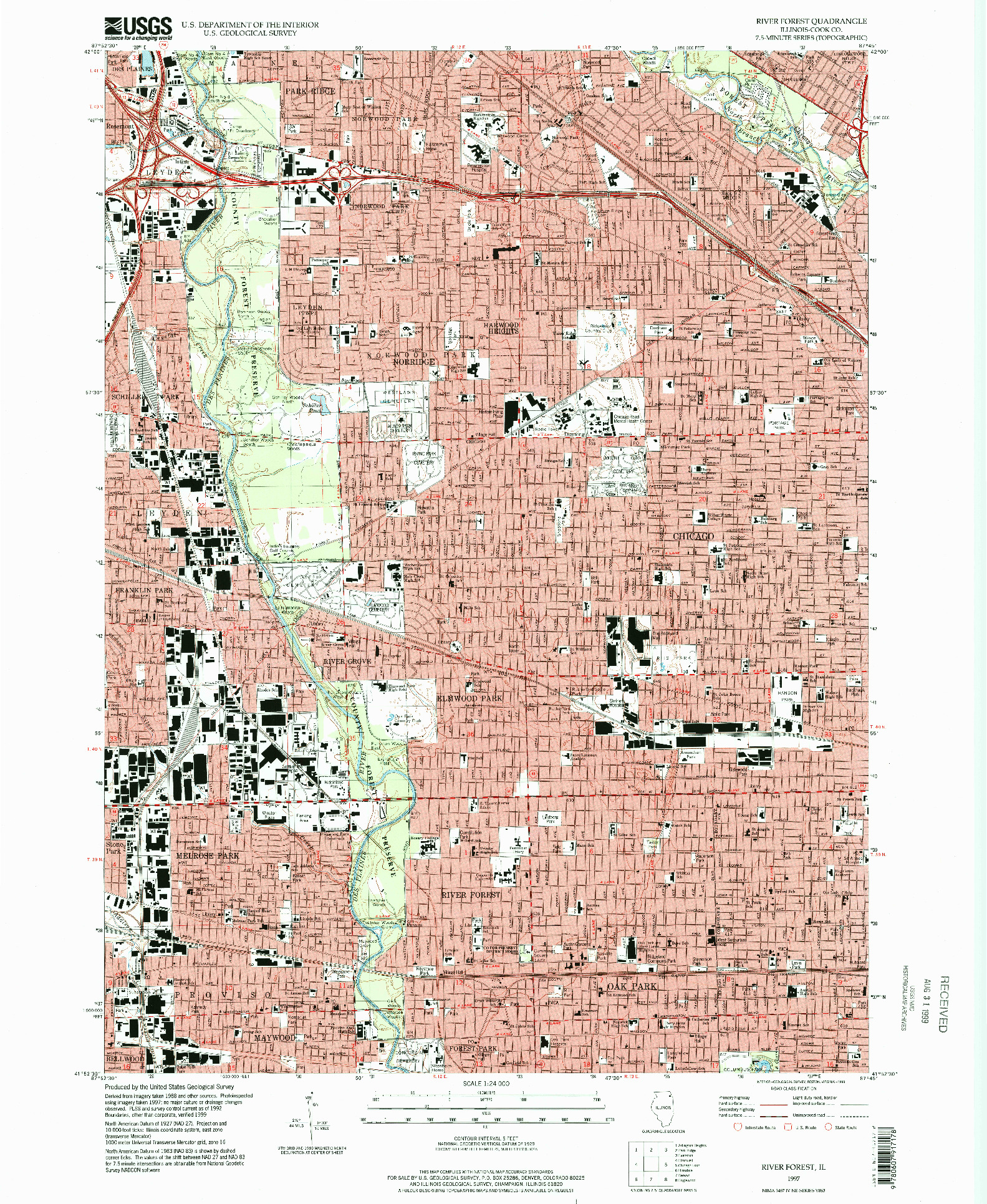 USGS 1:24000-SCALE QUADRANGLE FOR RIVER FOREST, IL 1997