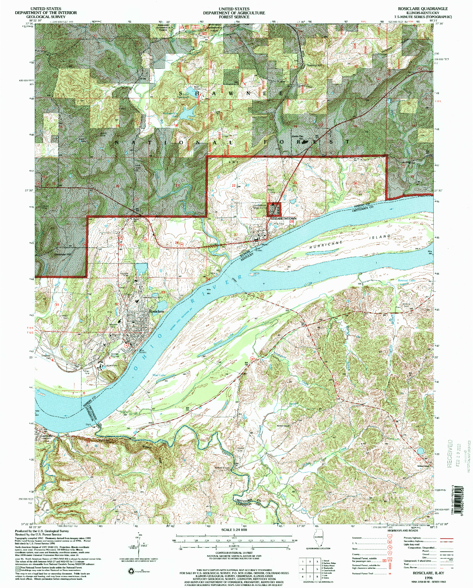 USGS 1:24000-SCALE QUADRANGLE FOR ROSICLARE, IL 1996