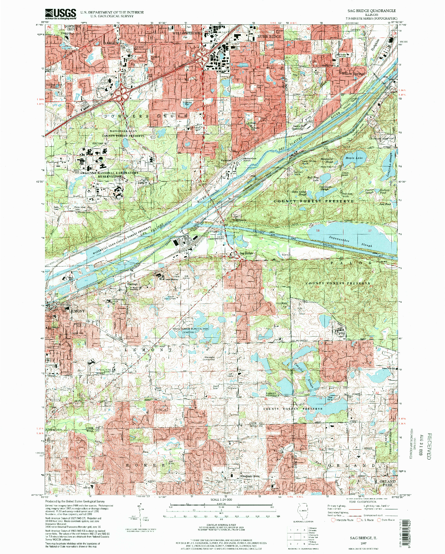 USGS 1:24000-SCALE QUADRANGLE FOR SAG BRIDGE, IL 1997