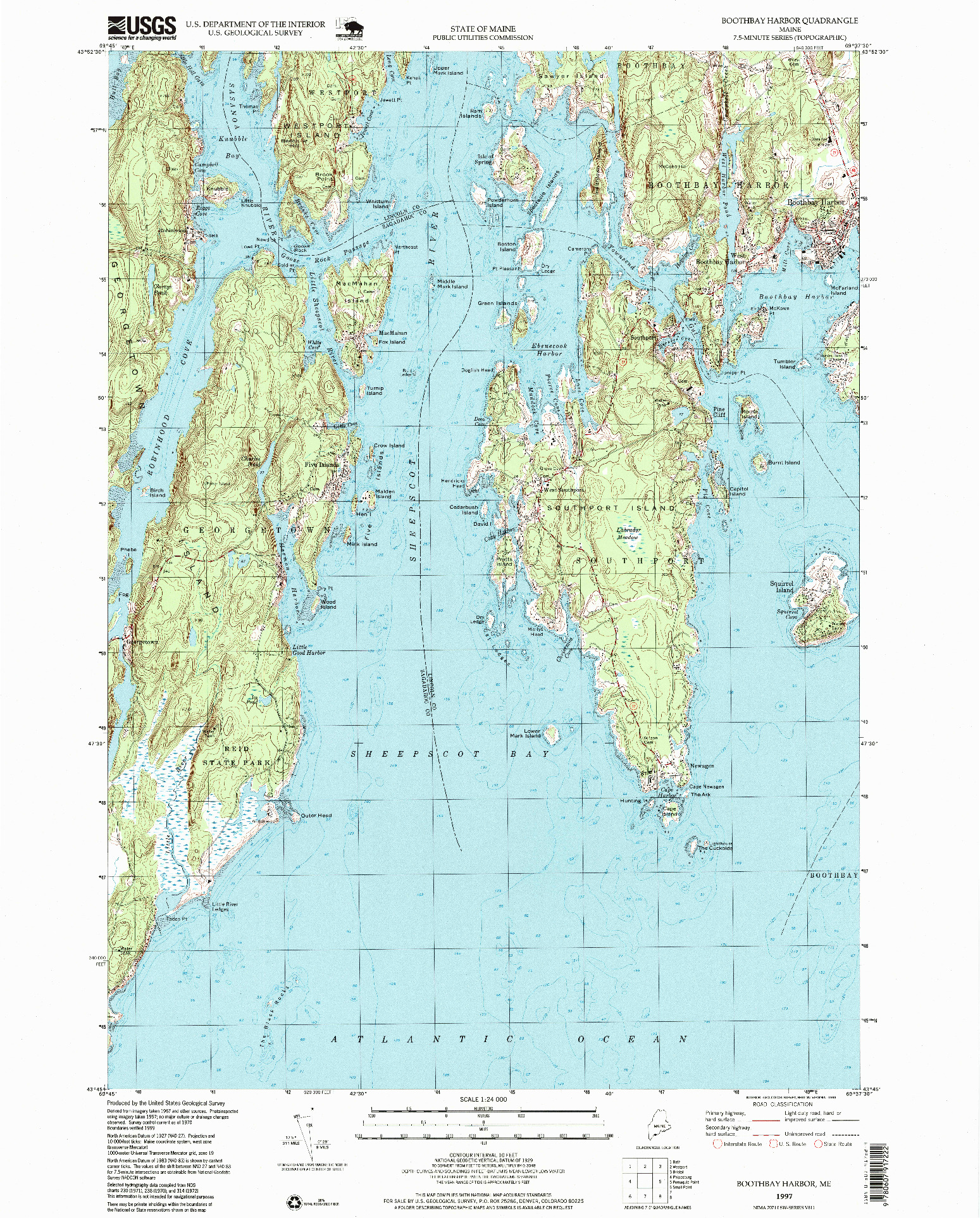 USGS 1:24000-SCALE QUADRANGLE FOR BOOTHBAY HARBOR, ME 1997
