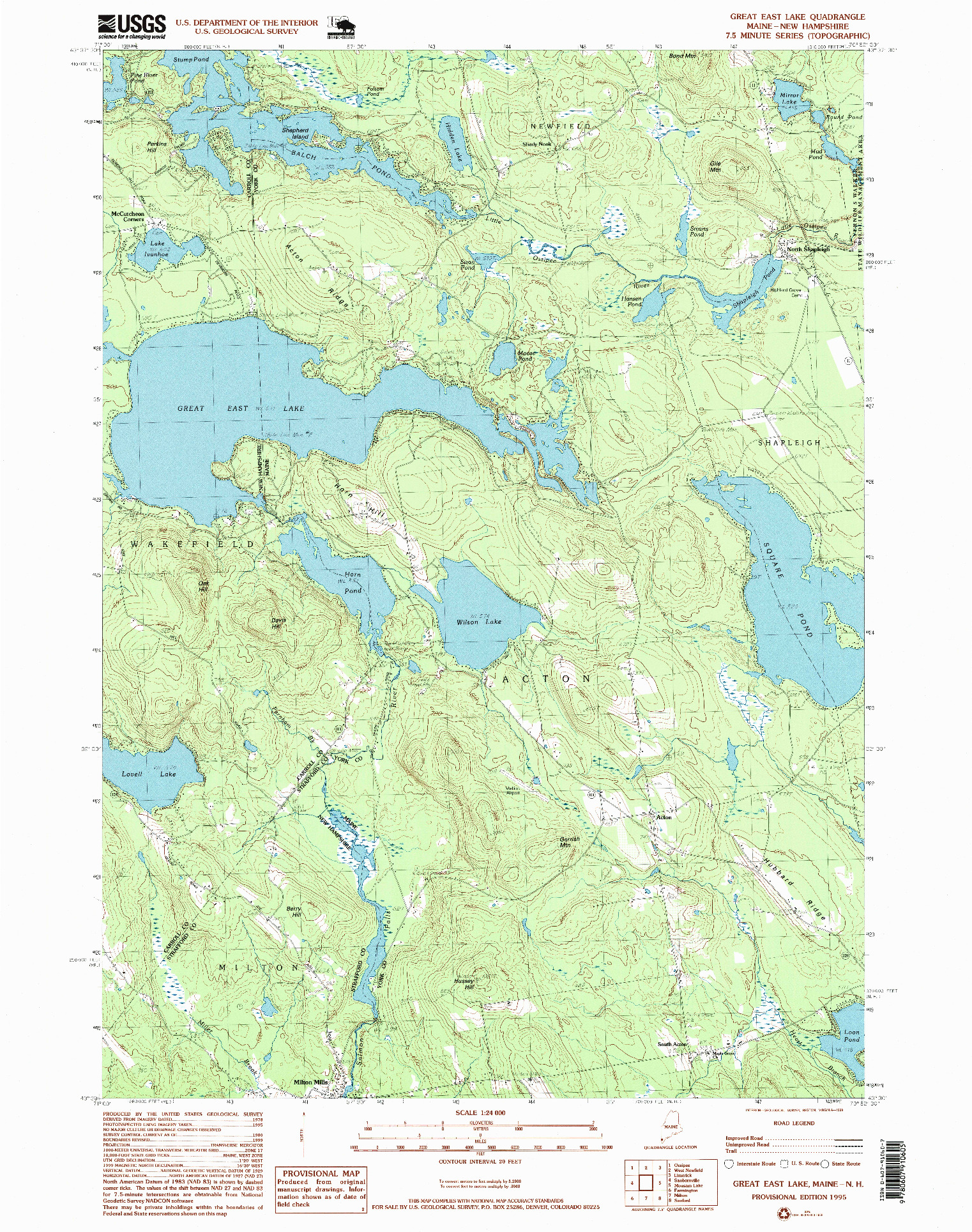 USGS 1:24000-SCALE QUADRANGLE FOR GREAT EAST LAKE, ME 1995