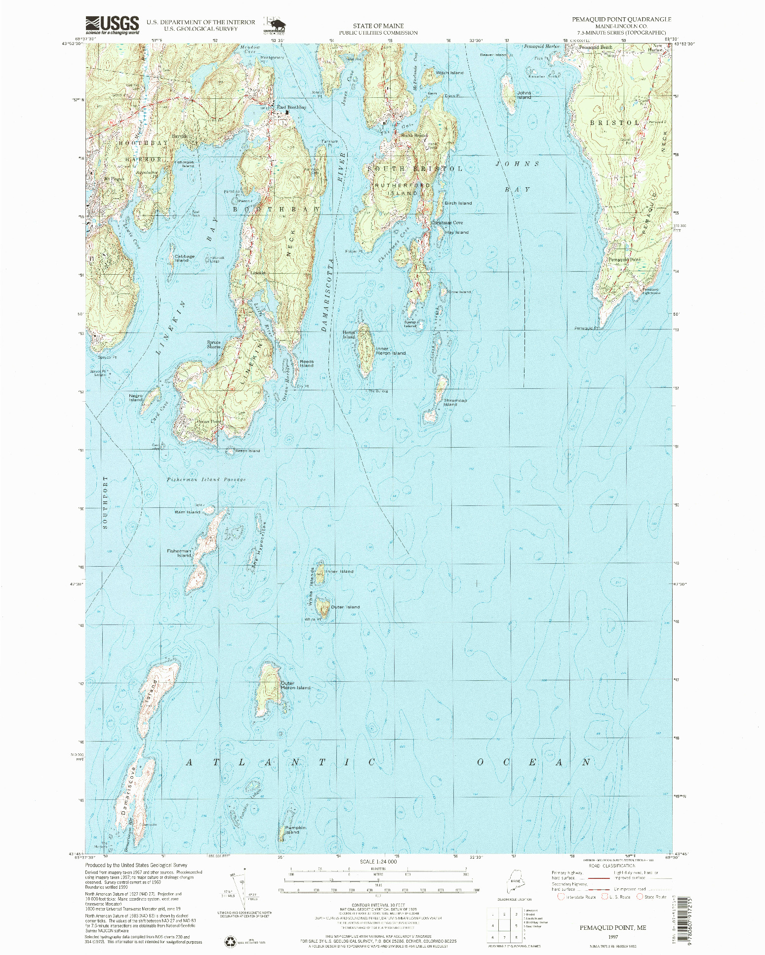 USGS 1:24000-SCALE QUADRANGLE FOR PEMAQUID POINT, ME 1997