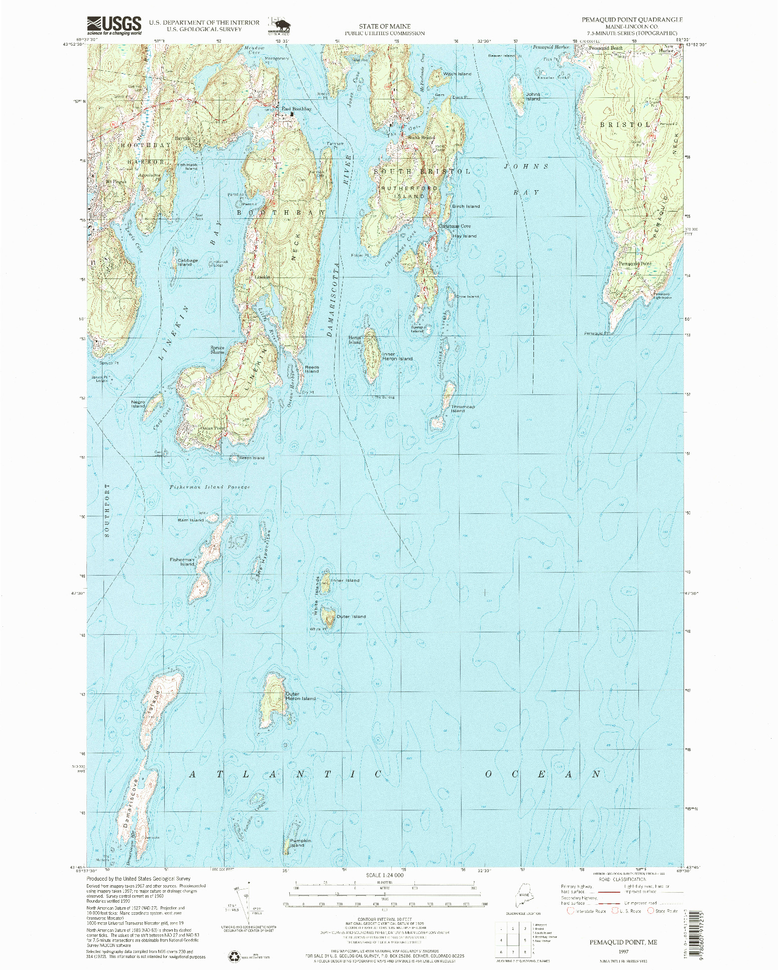 USGS 1:24000-SCALE QUADRANGLE FOR PEMAQUID POINT, ME 1997