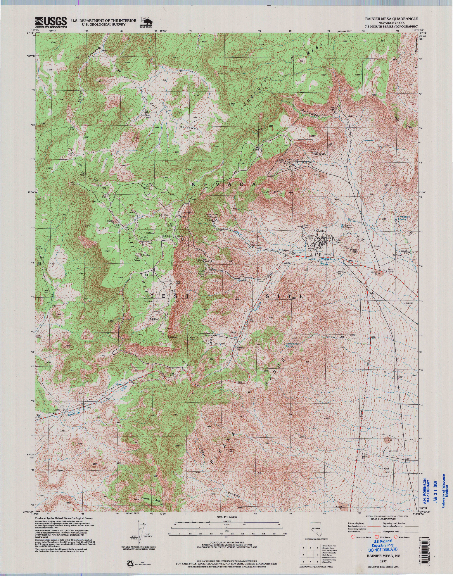 USGS 1:24000-SCALE QUADRANGLE FOR RAINIER MESA, NV 1997