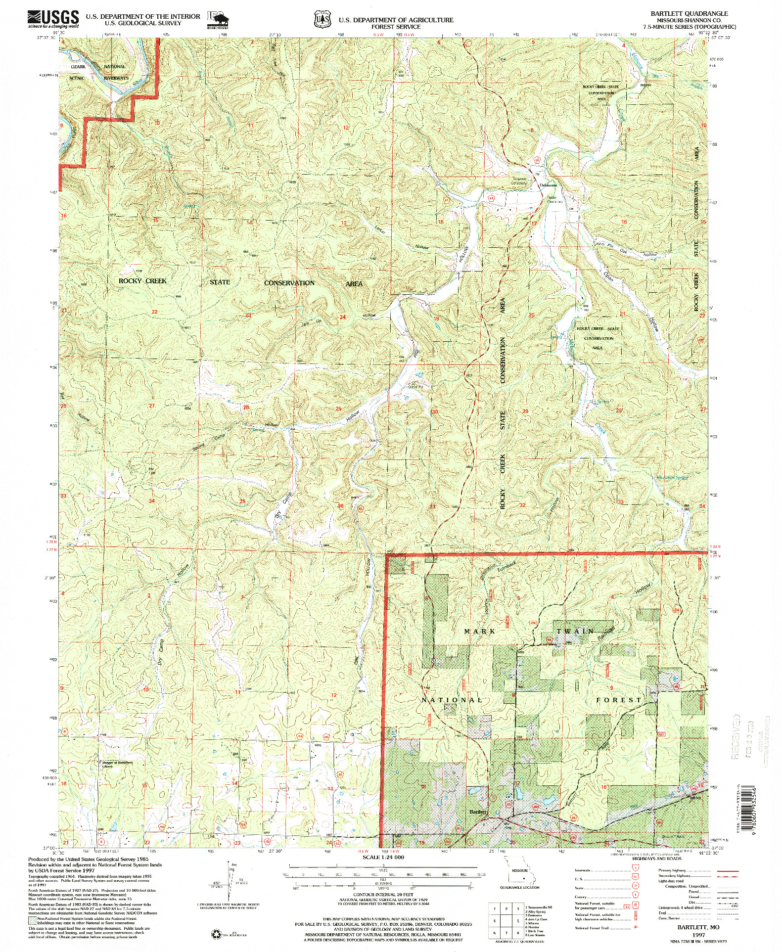 USGS 1:24000-SCALE QUADRANGLE FOR BARTLETT, MO 1997