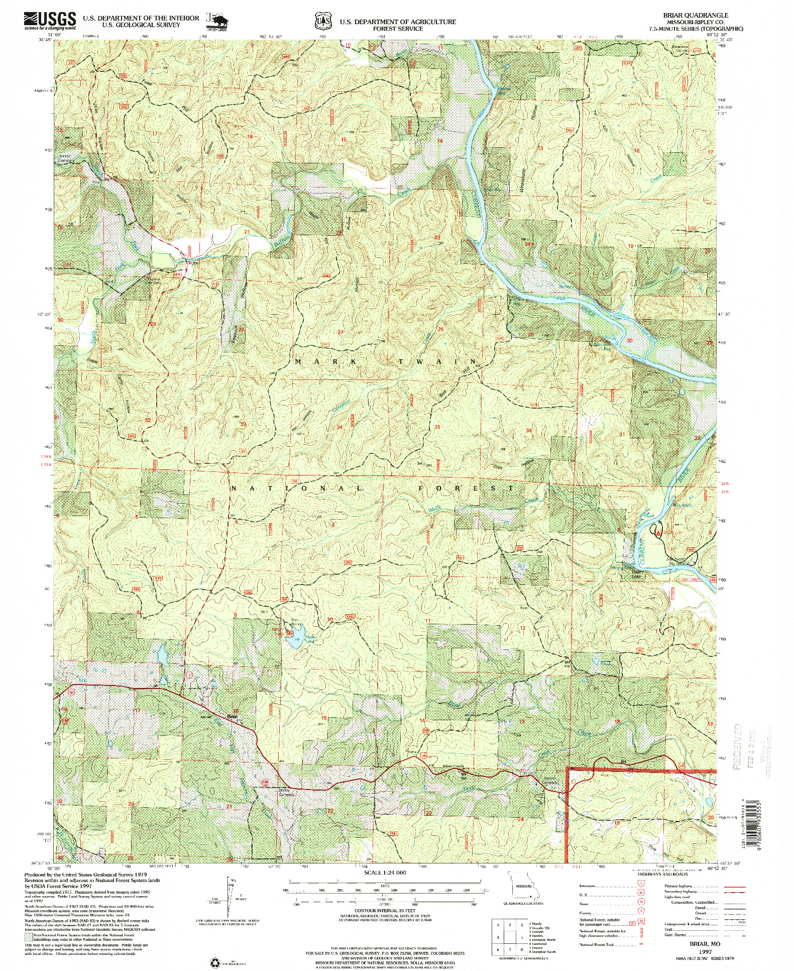 USGS 1:24000-SCALE QUADRANGLE FOR BRIAR, MO 1997
